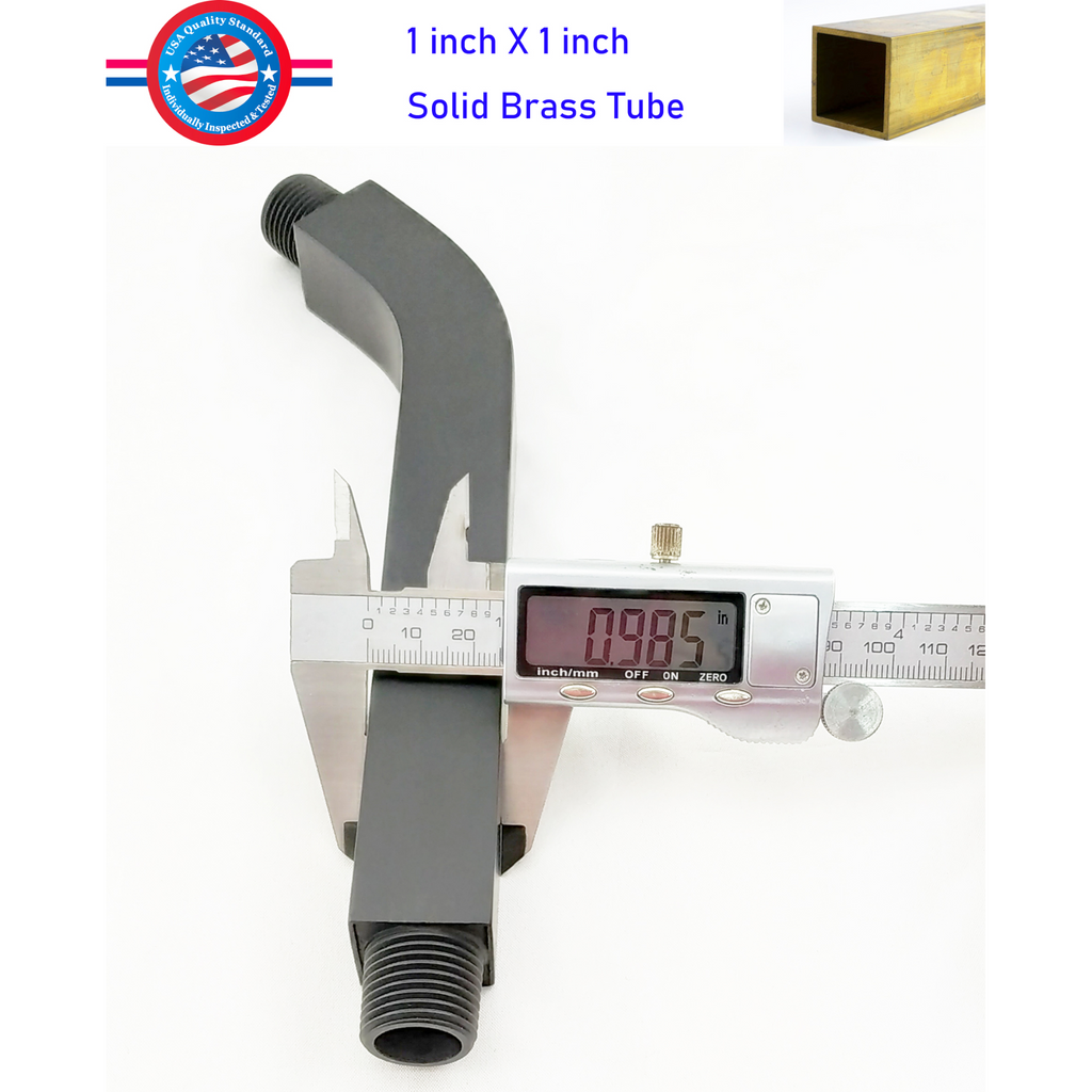 Aquaiaw Square Shower Arm and Anti-Scratch O-Ring Flange, 8 inch, Solid Brass, Both Soldered 1/2 NPT Tapered Threads, Wall Mount, Matte Black