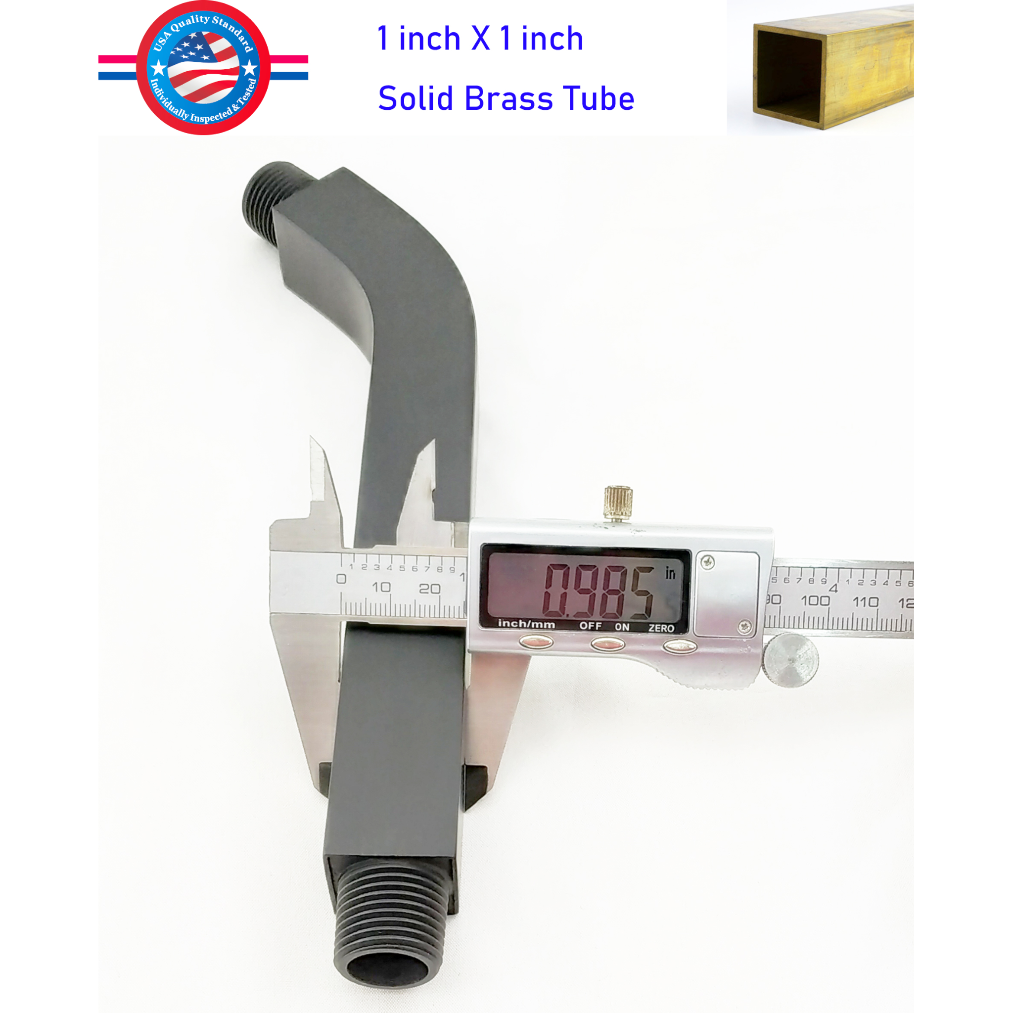 Aquaiaw Square Shower Arm and Anti-Scratch O-Ring Flange, 8 inch, Solid Brass, Both Soldered 1/2 NPT Tapered Threads, Wall Mount, Matte Black