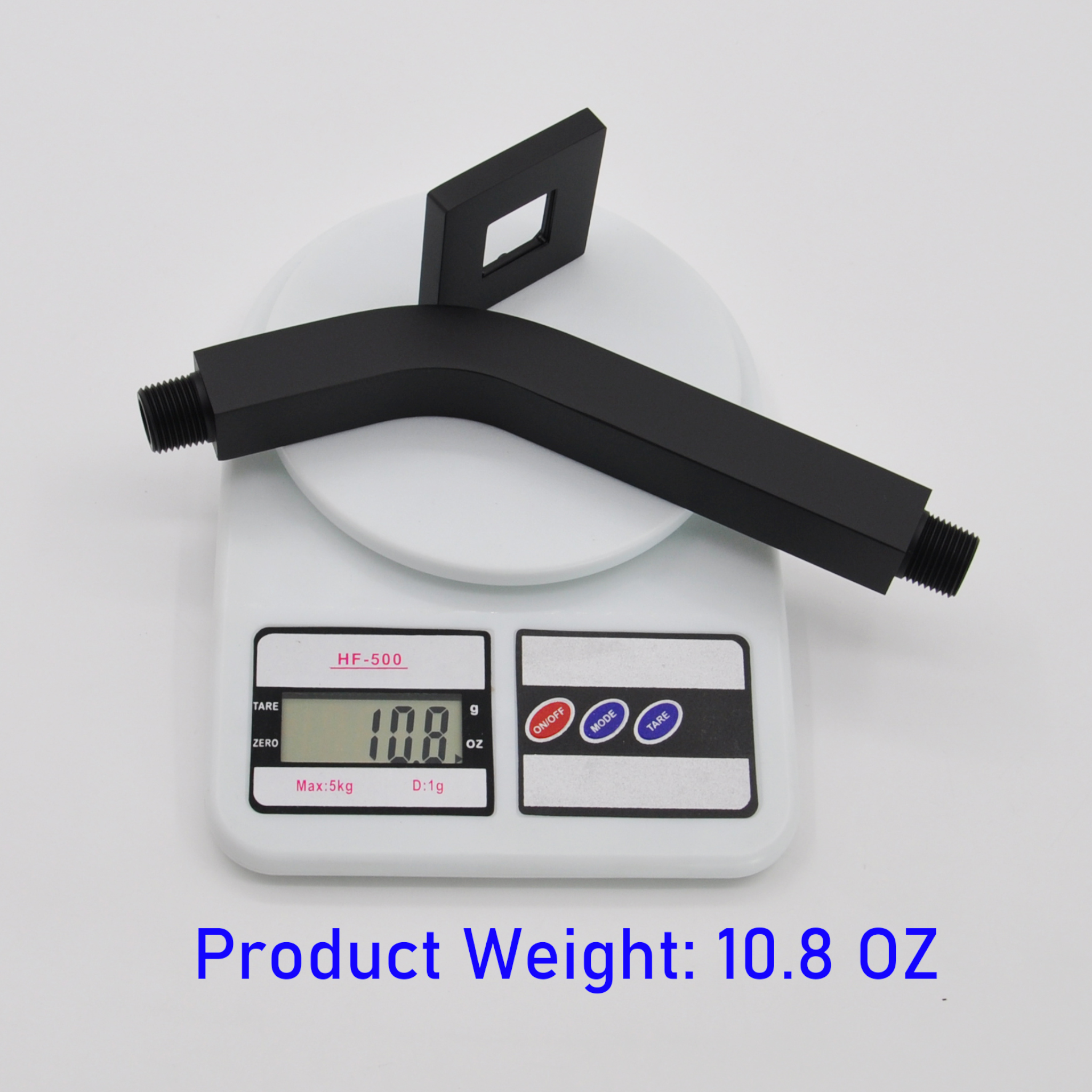 Aquaiaw Square Shower Arm and Anti-Scratch O-Ring Flange, 8 inch, Solid Brass, Both Soldered 1/2 NPT Tapered Threads, Wall Mount, Matte Black