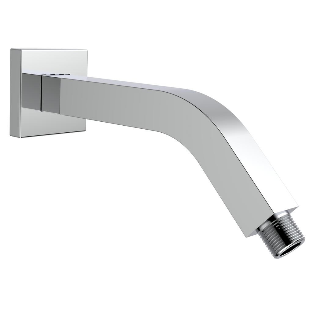 Aquaiaw Square Shower Arm and Anti-Scratch O-Ring Flange, 8 inch, Solid Brass, Both Soldered 1/2 NPT Tapered Threads, Wall Mount, Polished Chrome