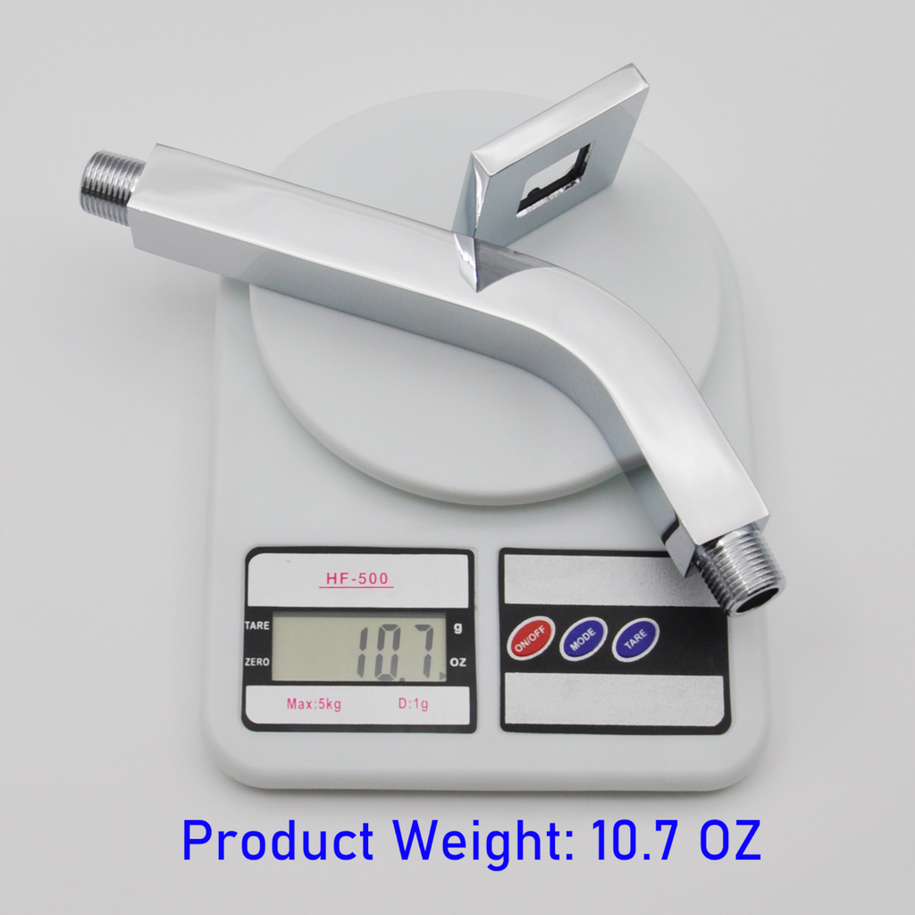 Aquaiaw Square Shower Arm and Anti-Scratch O-Ring Flange, 8 inch, Solid Brass, Both Soldered 1/2 NPT Tapered Threads, Wall Mount, Polished Chrome