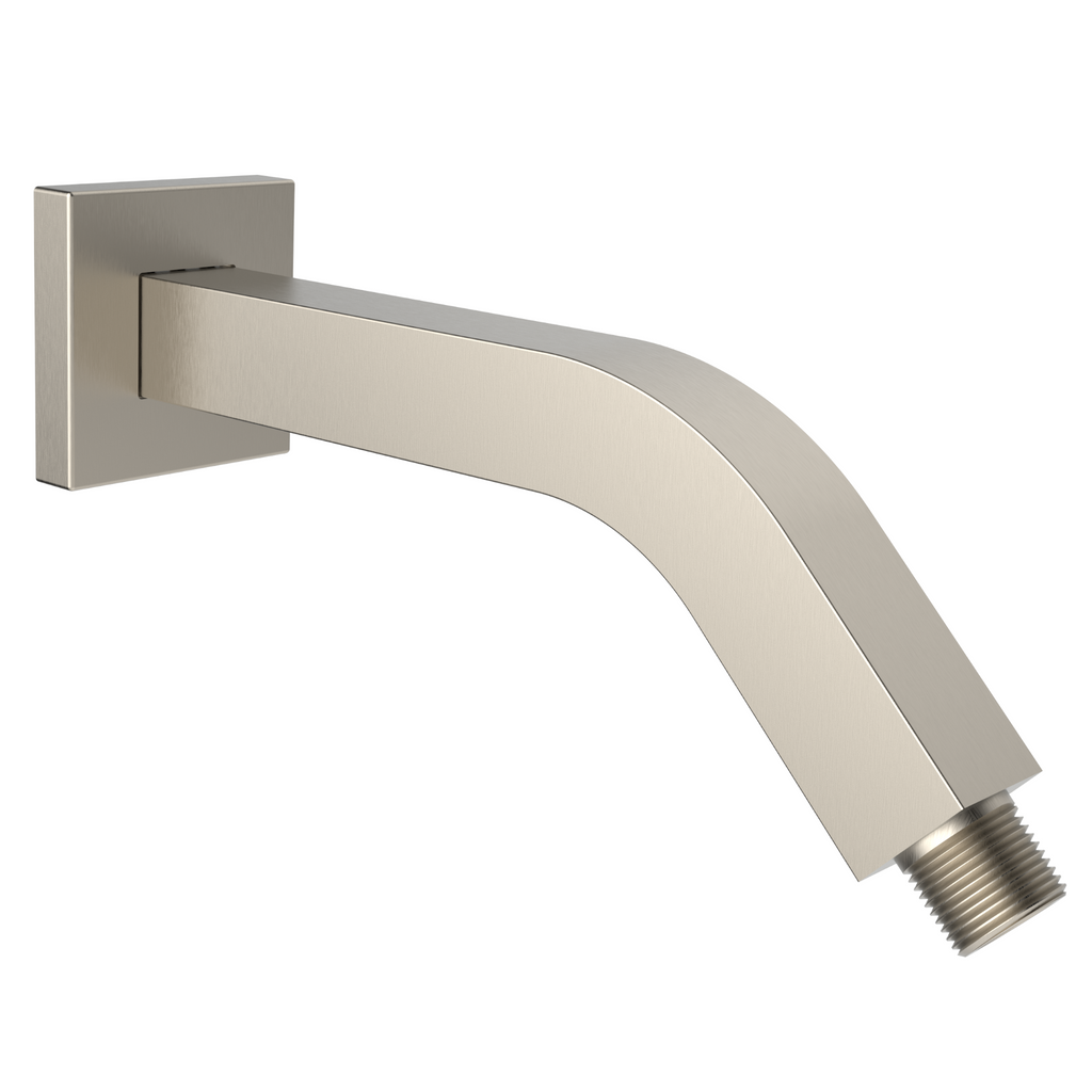 Aquaiaw Square Shower Arm and Anti-Scratch O-Ring Flange, 8 inch, Solid Brass, Both Soldered 1/2 NPT Tapered Threads, Wall Mount, PVD Brushed Nickel