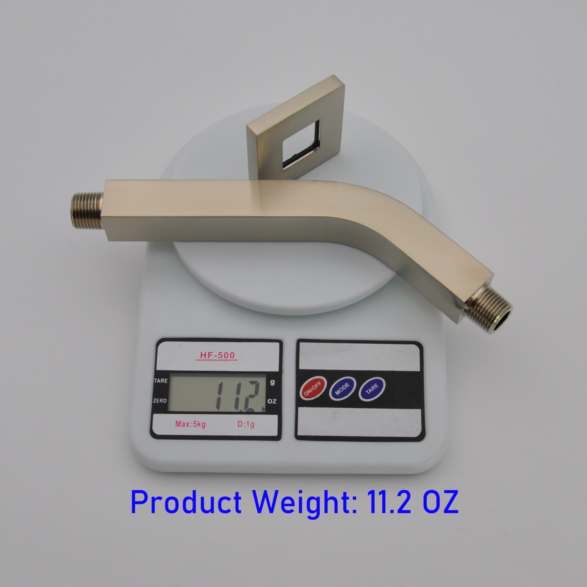 Aquaiaw Square Shower Arm and Anti-Scratch O-Ring Flange, 8 inch, Solid Brass, Both Soldered 1/2 NPT Tapered Threads, Wall Mount, PVD Brushed Nickel