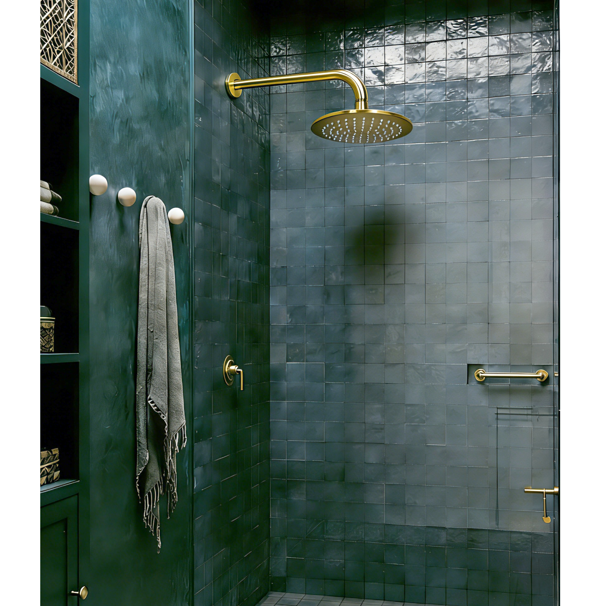 Aquaiaw Shower Arm and O-Ring Flange, 12 inch, Solid Brass, Round, Both Soldered 1/2 NPT Tapered Threads, Wall Mount, Brushed Gold