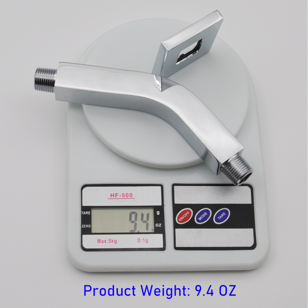 Aquaiaw Square Shower Arm and Anti-Scratch O-Ring Flange, 6 inch, Solid Brass, Both Soldered 1/2 NPT Tapered Threads, Wall Mount, Polished Chrome