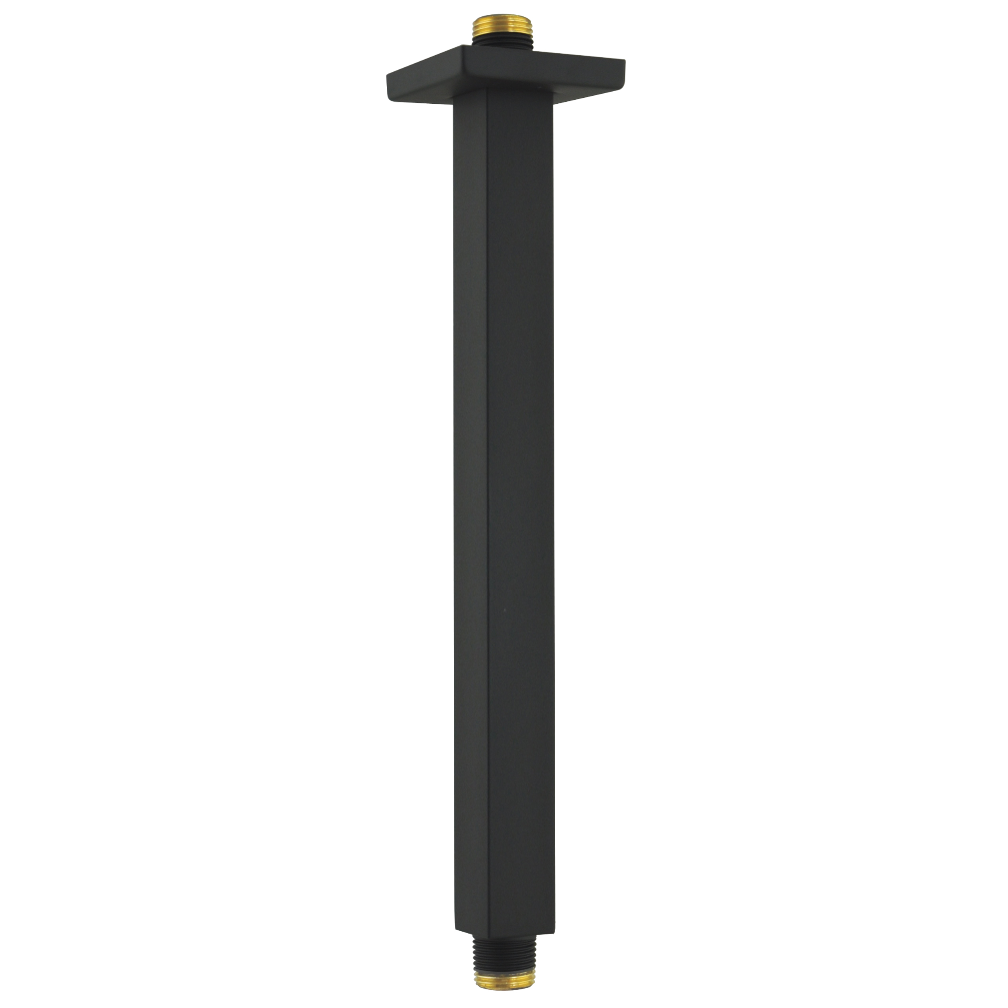 Aquaiaw Square Shower Arm and Anti-Scratch O-Ring Flange, 12 inch, Solid Brass, Both Soldered 1/2 NPT Tapered Threads, Ceiling Mount, Matte Black