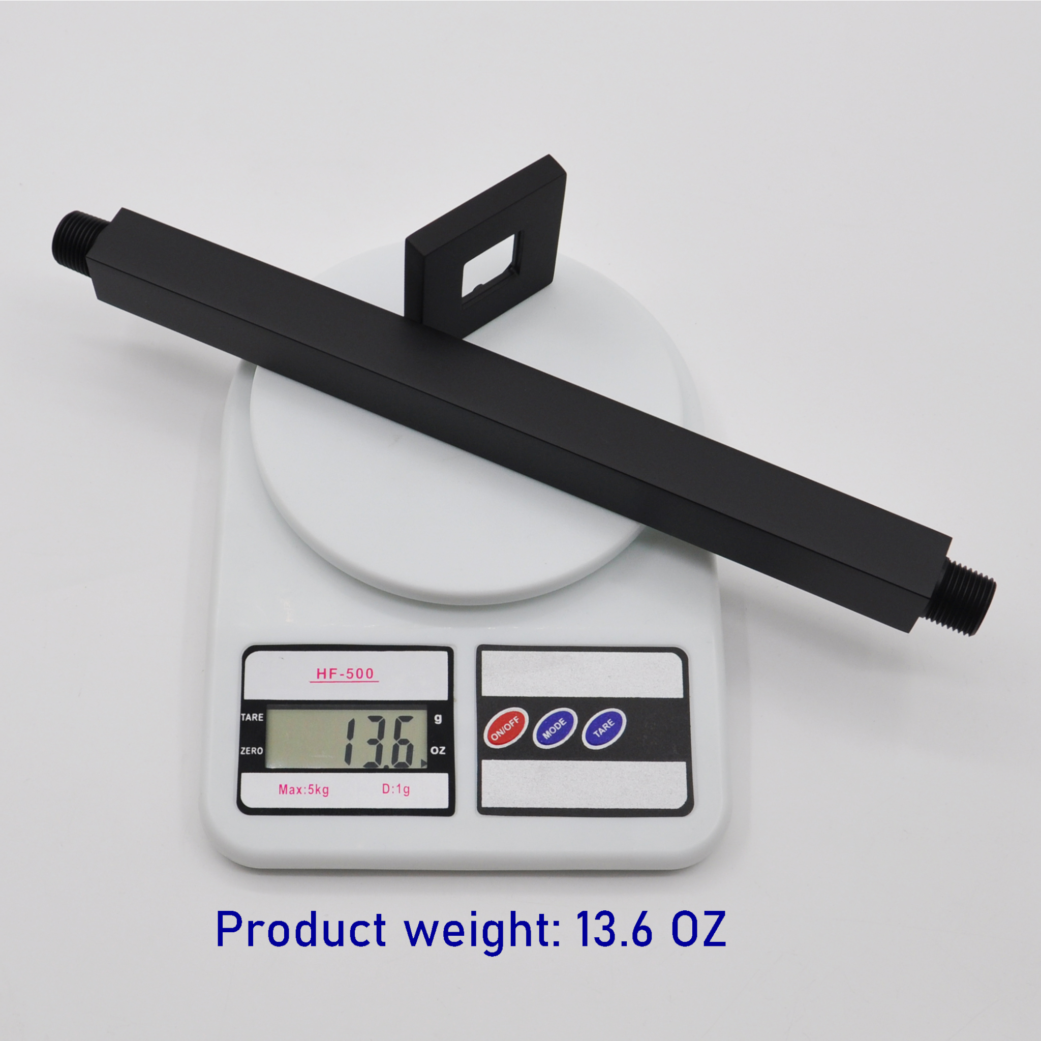 Aquaiaw Square Shower Arm and Anti-Scratch O-Ring Flange, 12 inch, Solid Brass, Both Soldered 1/2 NPT Tapered Threads, Ceiling Mount, Matte Black