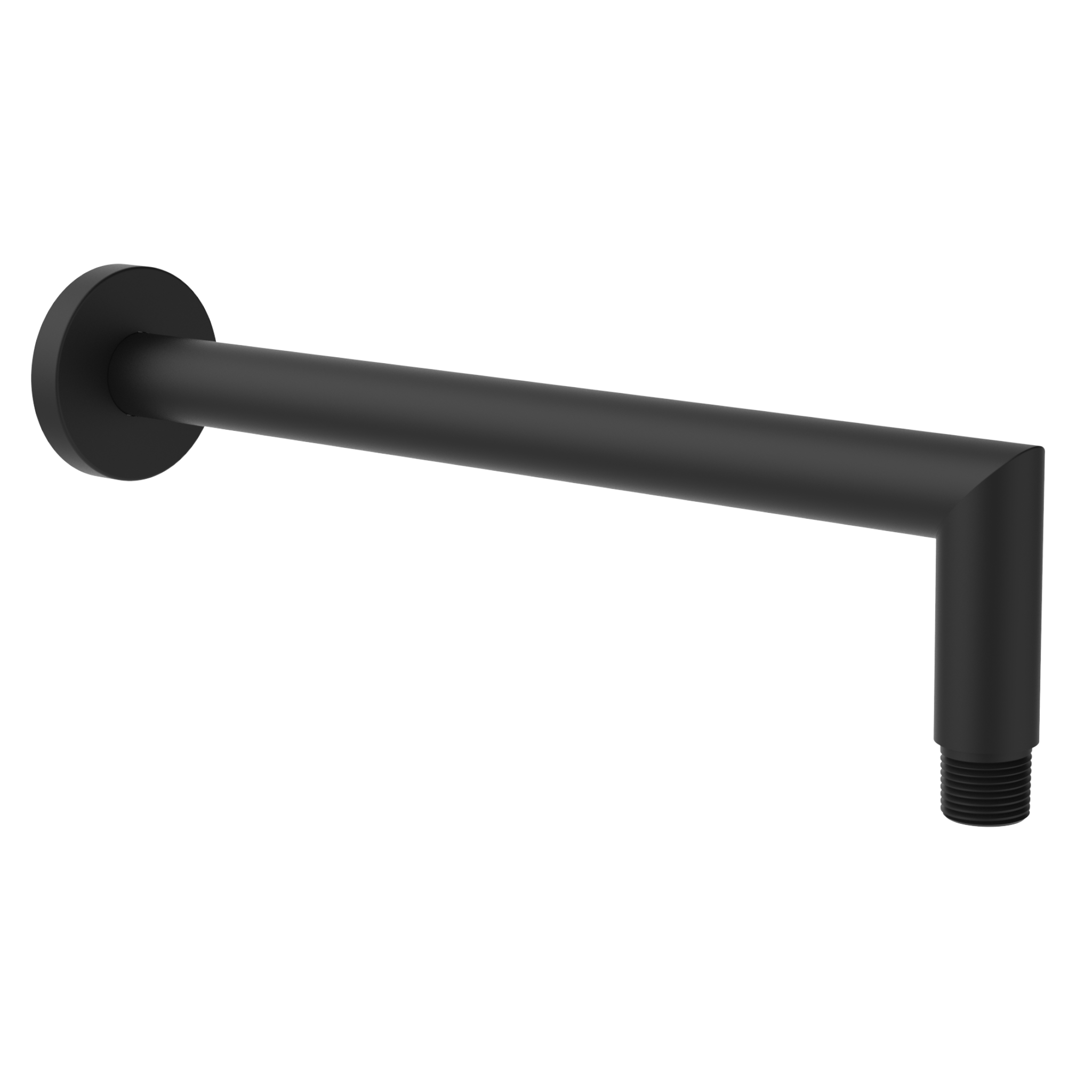 Aquaiaw Shower Arm and O-Ring Flange, 12 inch, Solid Brass, Round, Both Soldered 1/2 NPT Tapered Threads, Wall Mount, Soldered 90 Degree Drop, Matte Black