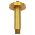 Aquaiaw Shower Arm and O-Ring Flange, 3 inch, Solid Brass, Round, Both Soldered 1/2 NPT Tapered Threads, Ceiling Mount, Brushed Gold