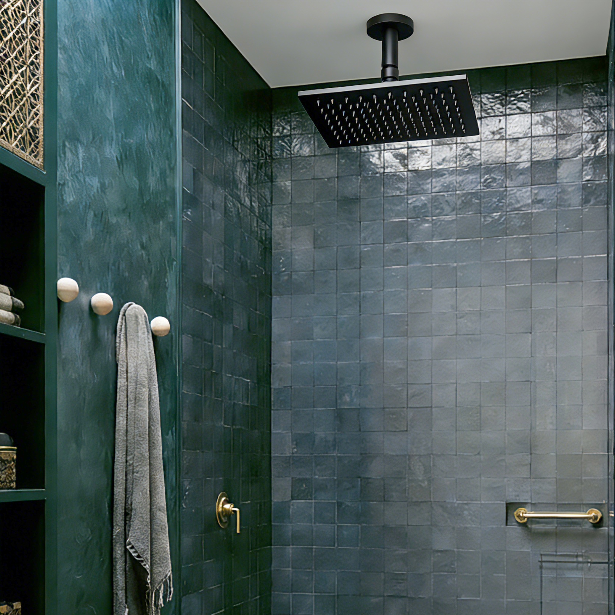 Aquaiaw Shower Arm and O-Ring Flange, 3 inch, Solid Brass, Round, Both Soldered 1/2 NPT Tapered Threads, Ceiling Mount, Matte Black