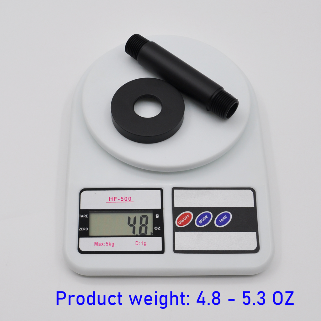 Aquaiaw Shower Arm and O-Ring Flange, 3 inch, Solid Brass, Round, Both Soldered 1/2 NPT Tapered Threads, Ceiling Mount, Matte Black