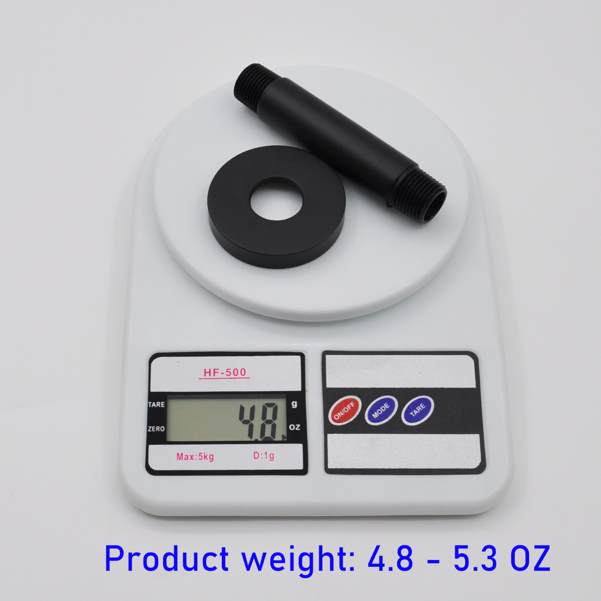 Aquaiaw Shower Arm and O-Ring Flange, 3 inch, Solid Brass, Round, Both Soldered 1/2 NPT Tapered Threads, Ceiling Mount, Matte Black