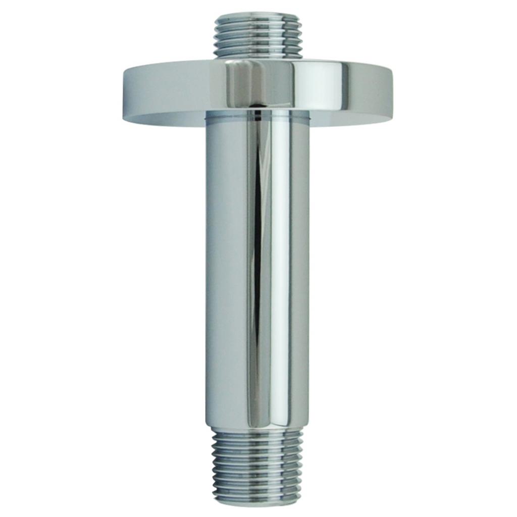 Aquaiaw Shower Arm and O-Ring Flange, 3 inch, Solid Brass, Round, Both Soldered 1/2 NPT Tapered Threads, Ceiling Mount, Polished Chrome