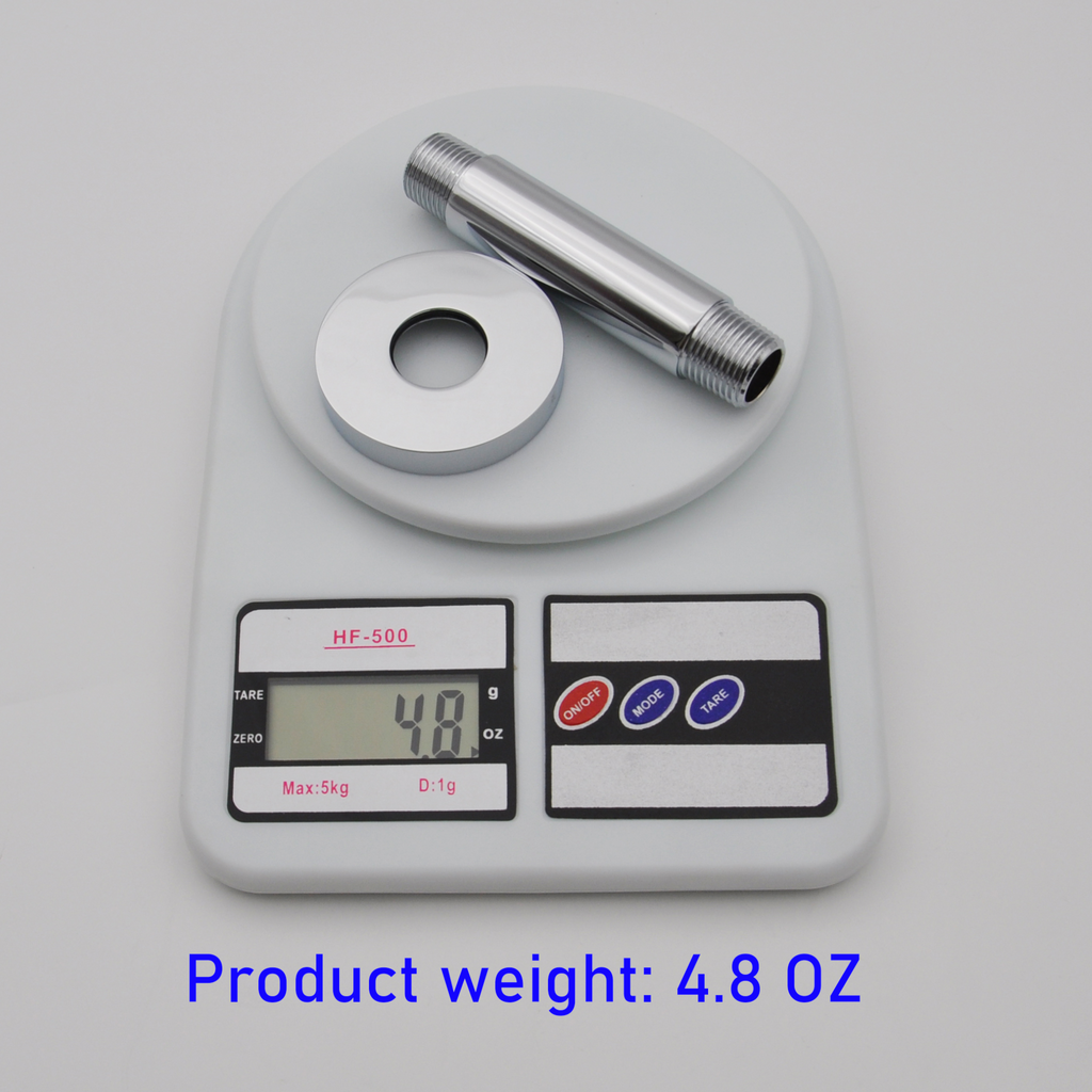 Aquaiaw Shower Arm and O-Ring Flange, 3 inch, Solid Brass, Round, Both Soldered 1/2 NPT Tapered Threads, Ceiling Mount, Polished Chrome