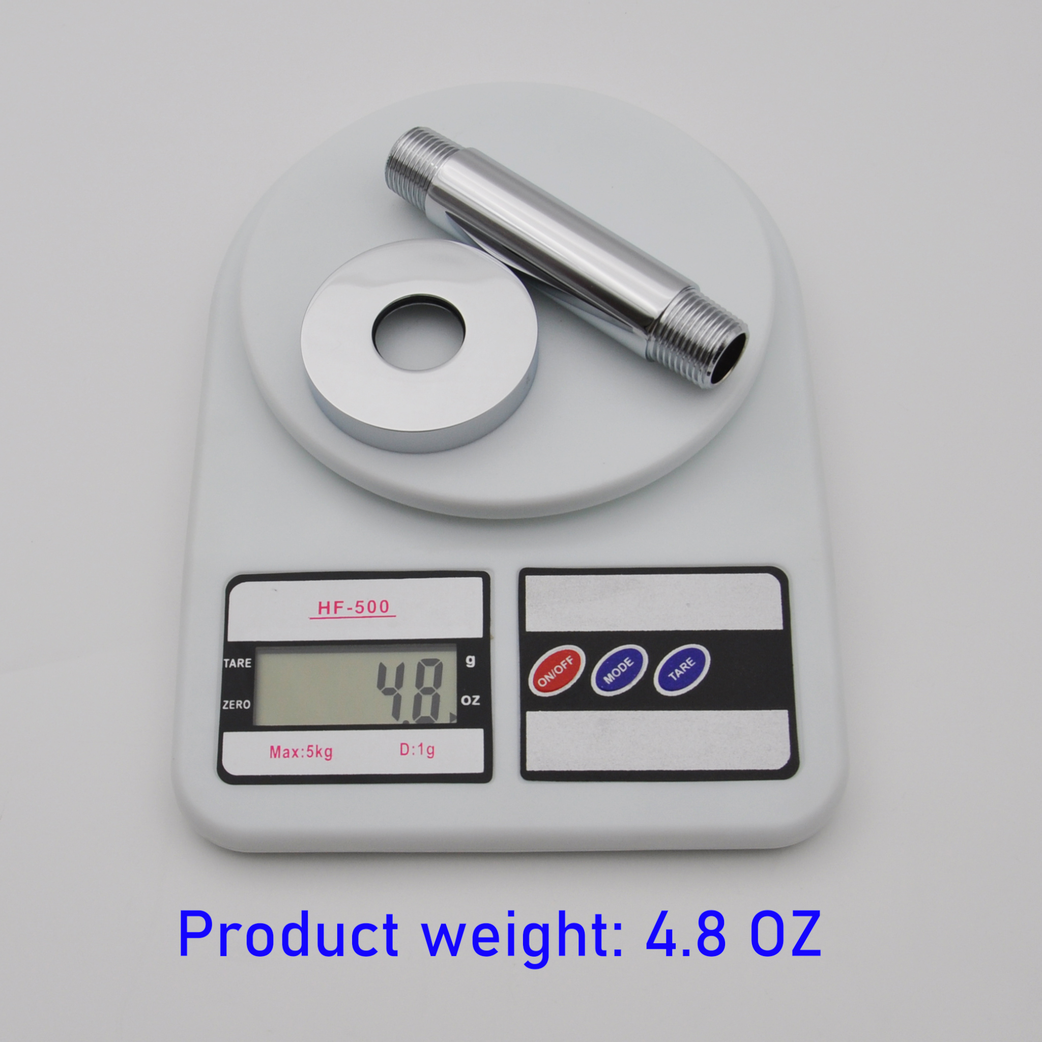 Aquaiaw Shower Arm and O-Ring Flange, 3 inch, Solid Brass, Round, Both Soldered 1/2 NPT Tapered Threads, Ceiling Mount, Polished Chrome