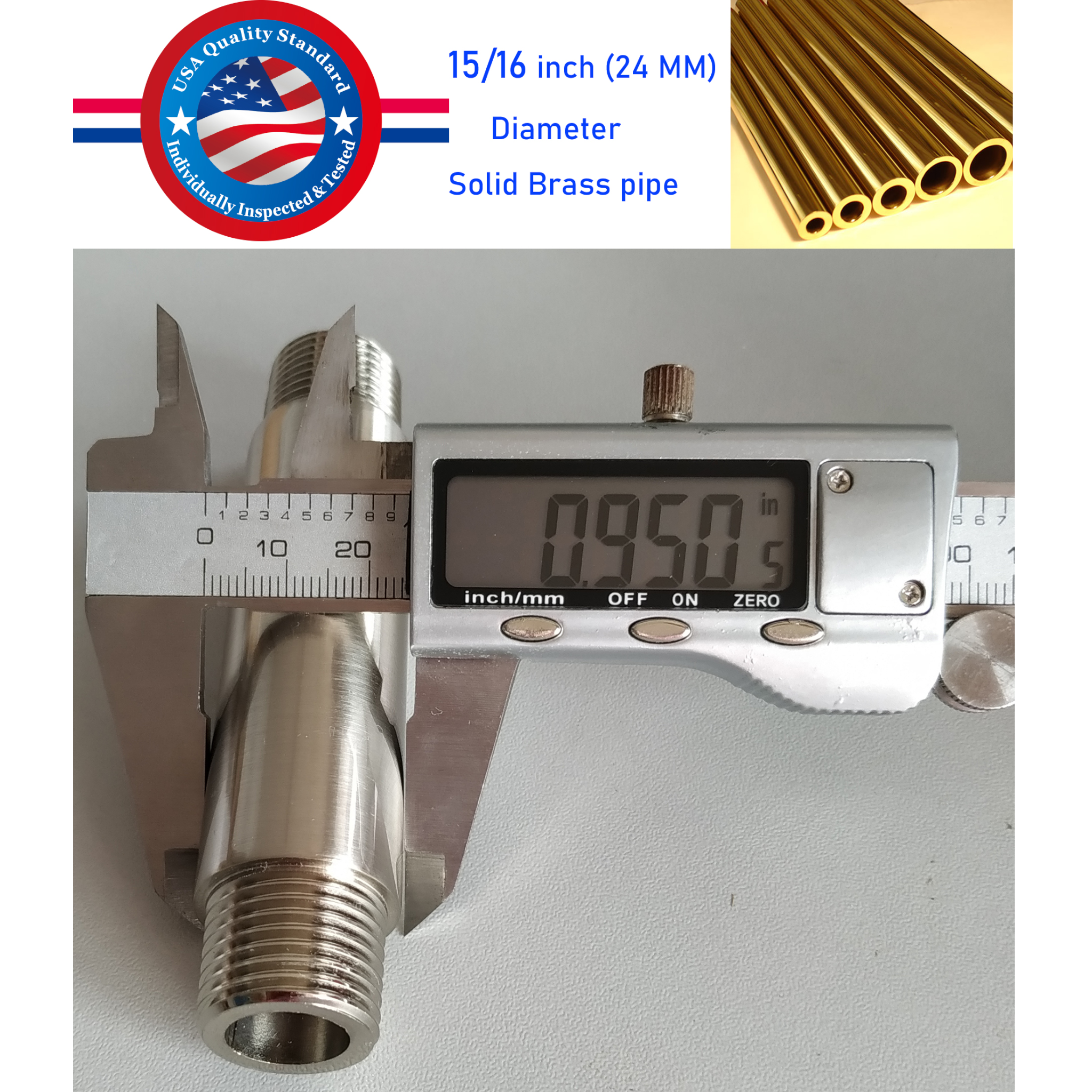 Aquaiaw Shower Arm and O-Ring Flange, 3 inch, Solid Brass, Round, Both Soldered 1/2 NPT Tapered Threads, Ceiling Mount, PVD Brushed Nickel