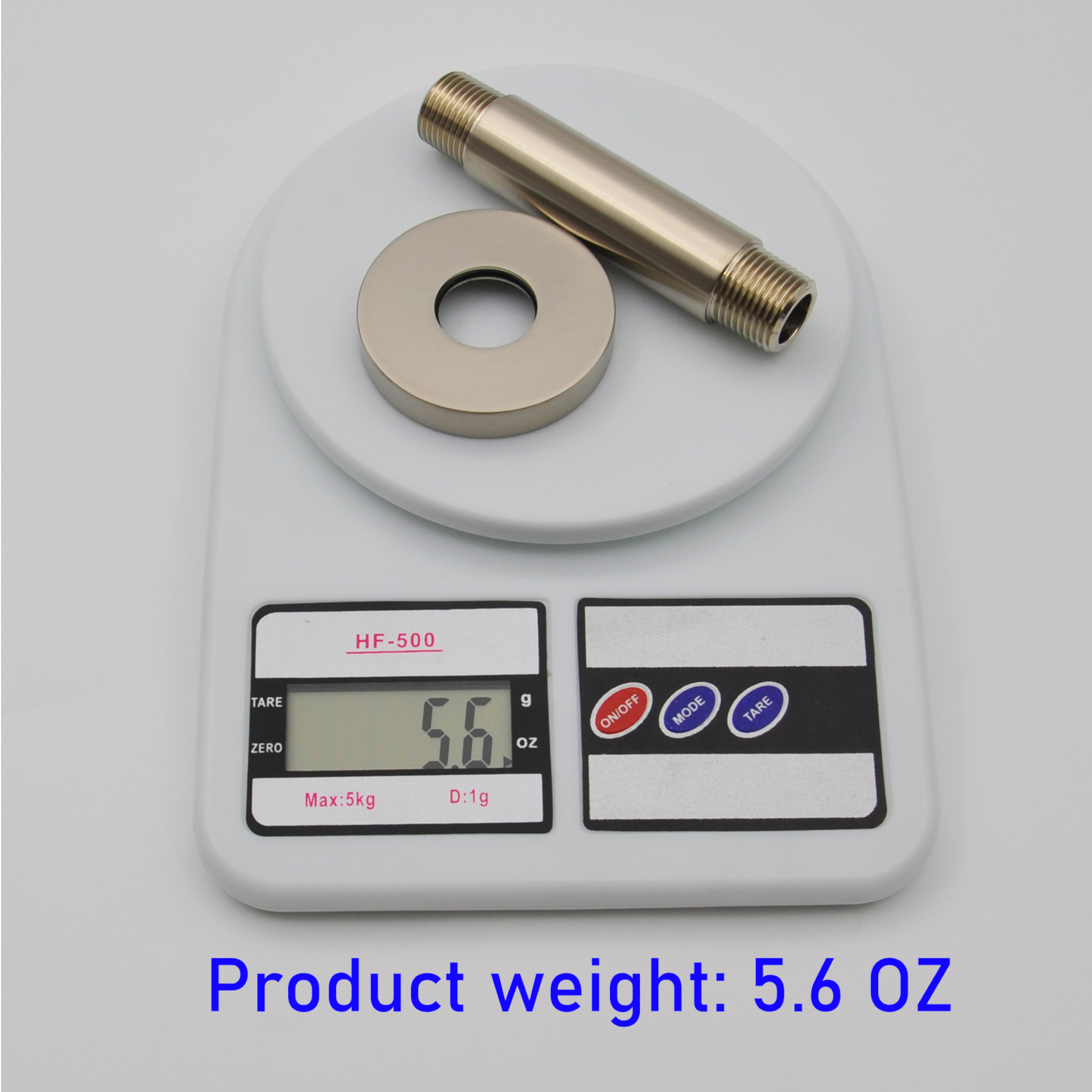 Aquaiaw Shower Arm and O-Ring Flange, 3 inch, Solid Brass, Round, Both Soldered 1/2 NPT Tapered Threads, Ceiling Mount, PVD Brushed Nickel