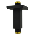 Aquaiaw Square Shower Arm and Anti-Scratch O-Ring Flange, 3 inch, Solid Brass, Both Soldered 1/2 NPT Tapered Threads, Ceiling Mount, Matte Black