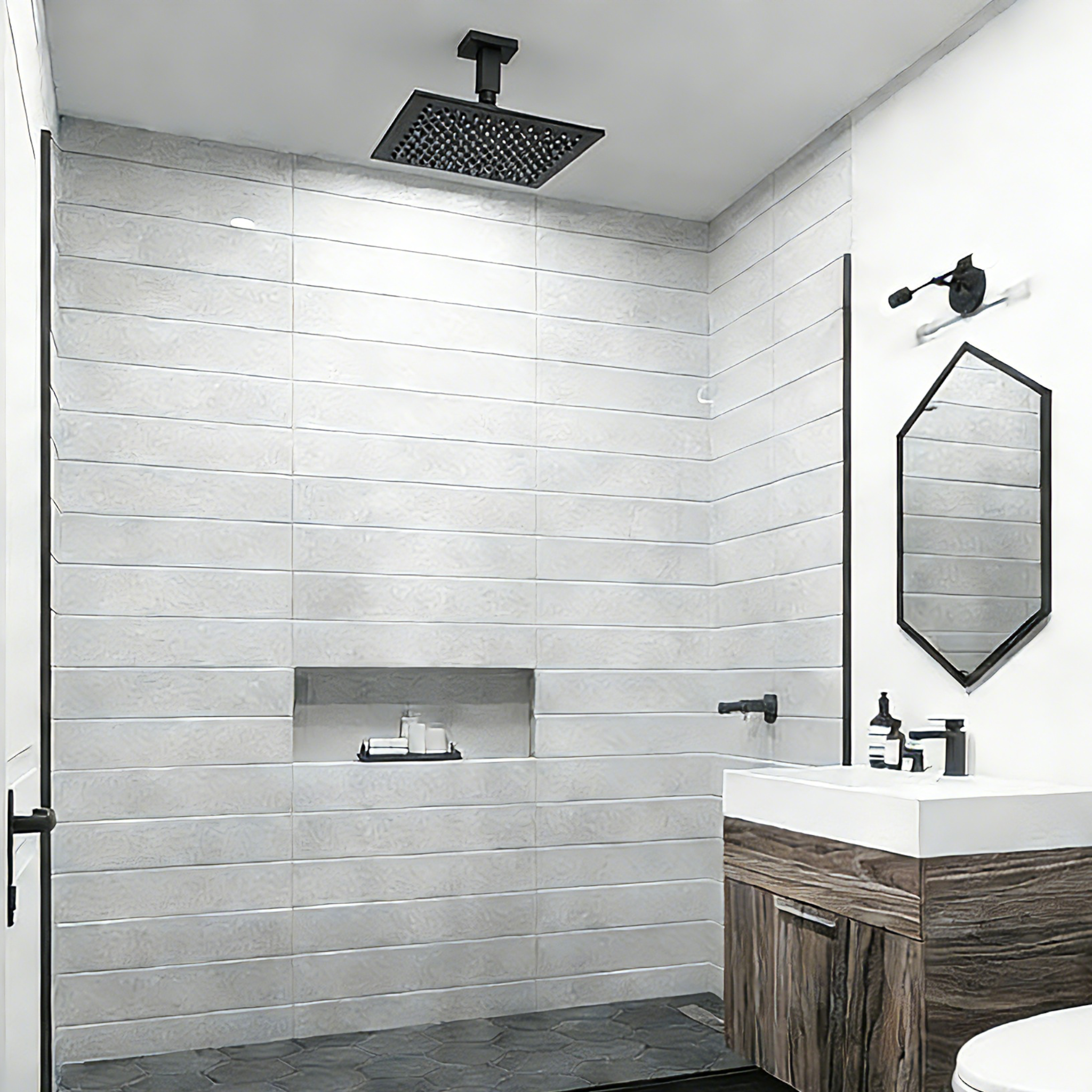 Aquaiaw Square Shower Arm and Anti-Scratch O-Ring Flange, 3 inch, Solid Brass, Both Soldered 1/2 NPT Tapered Threads, Ceiling Mount, Matte Black