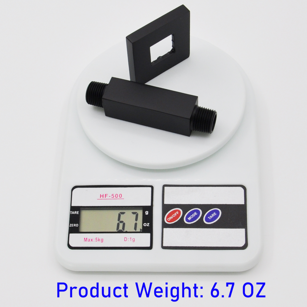 Aquaiaw Square Shower Arm and Anti-Scratch O-Ring Flange, 3 inch, Solid Brass, Both Soldered 1/2 NPT Tapered Threads, Ceiling Mount, Matte Black
