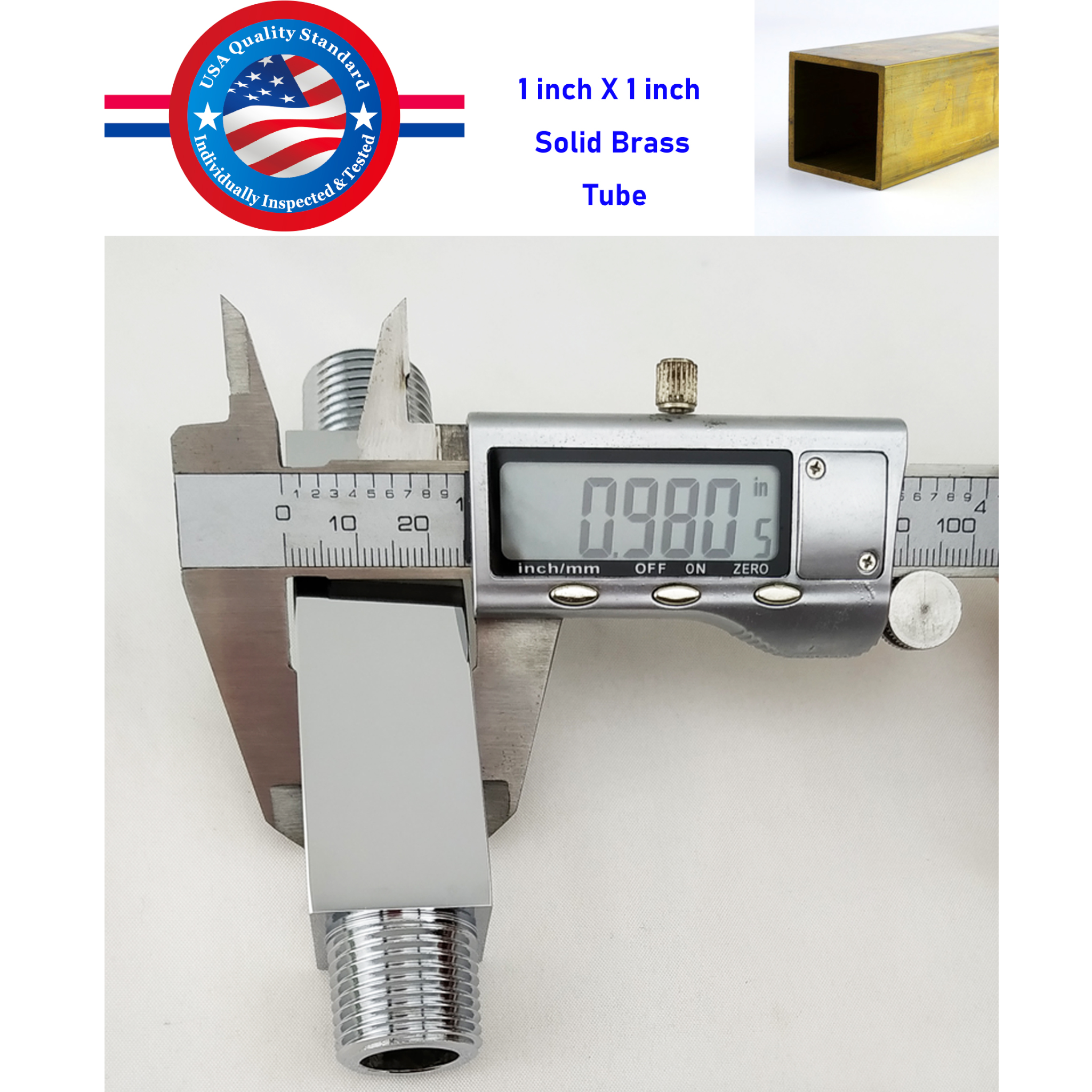 Aquaiaw Square Shower Arm and Anti-Scratch O-Ring Flange, 3 inch, Solid Brass, Both Soldered 1/2 NPT Tapered Threads, Ceiling Mount, Polished Chrome