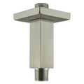 Aquaiaw Square Shower Arm and Anti-Scratch O-Ring Flange, 3 inch, Solid Brass, Both Soldered 1/2 NPT Tapered Threads, Ceiling Mount, PVD Brushed Nickel