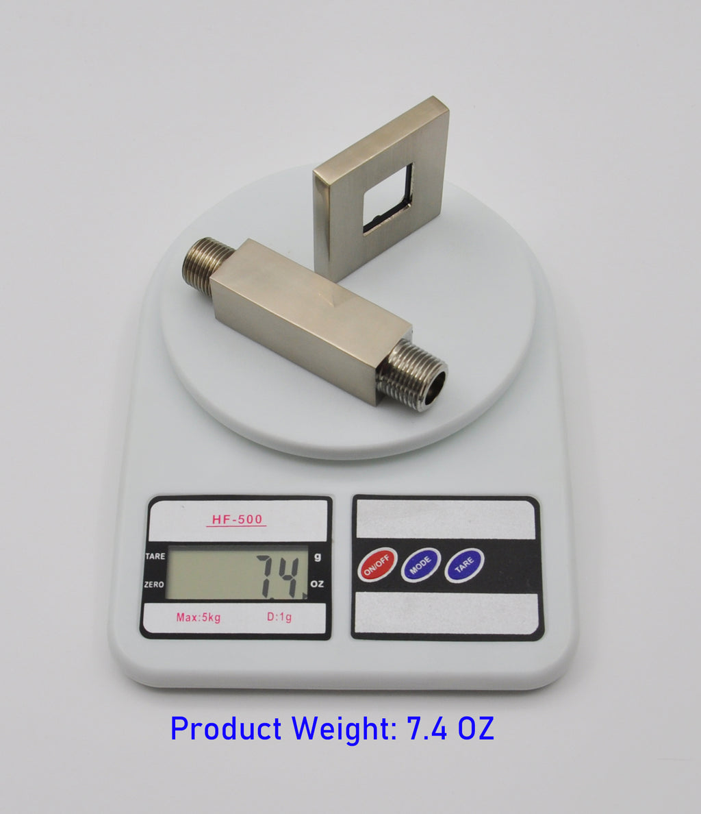 Aquaiaw Square Shower Arm and Anti-Scratch O-Ring Flange, 3 inch, Solid Brass, Both Soldered 1/2 NPT Tapered Threads, Ceiling Mount, PVD Brushed Nickel