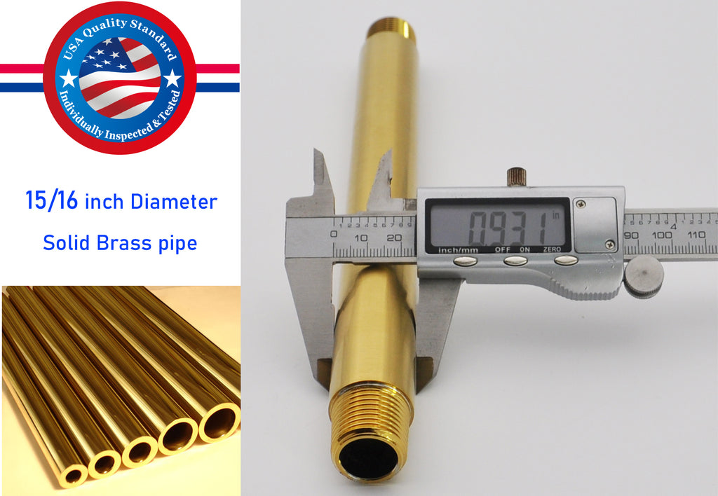 Aquaiaw Shower Arm and O-Ring Flange, 8 inch, Solid Brass, Round, Both Soldered 1/2 NPT Tapered Threads, Ceiling Mount, Brushed Gold