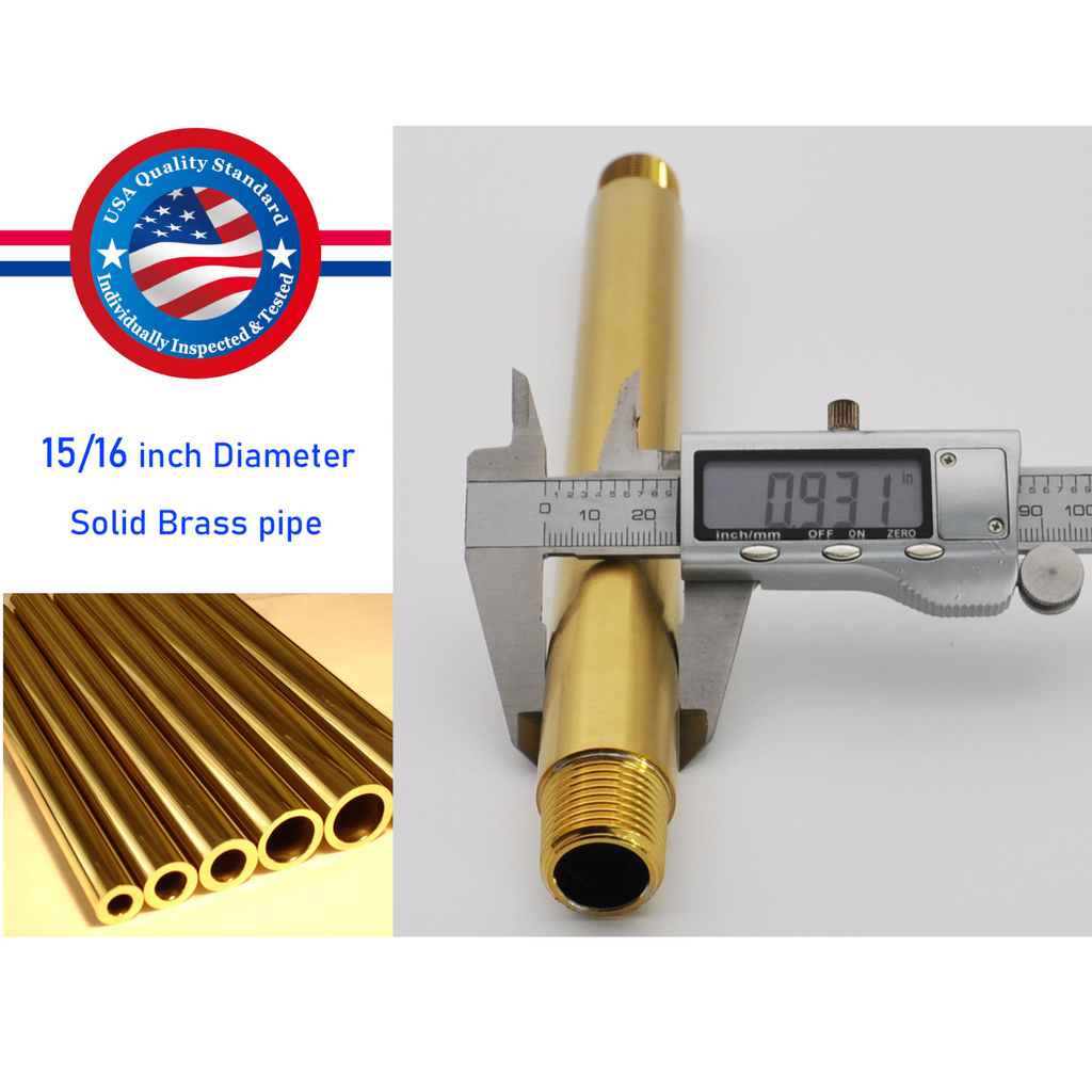 Aquaiaw Shower Arm and O-Ring Flange, 12 inch, Solid Brass, Round, Both Soldered 1/3 NPT Tapered Threads, Ceiling Mount, Brushed Gold