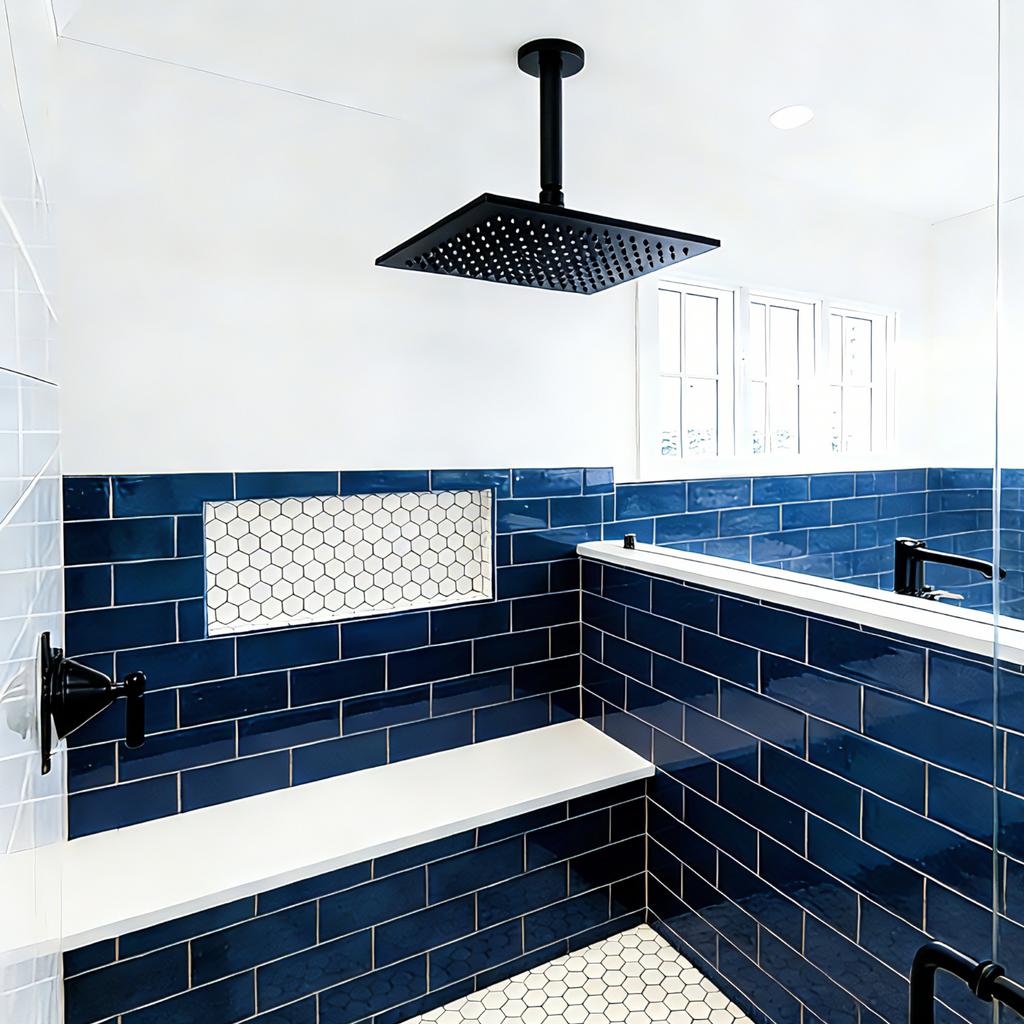 Aquaiaw Shower Arm and O-Ring Flange, 6 inch, Solid Brass, Round, Both Soldered 1/2 NPT Tapered Threads, Ceiling Mount, Matte Black