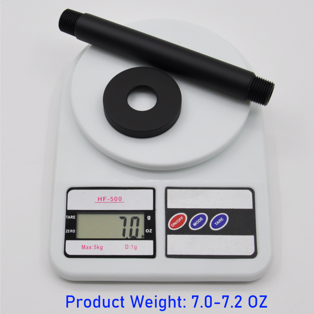 Aquaiaw Shower Arm and O-Ring Flange, 6 inch, Solid Brass, Round, Both Soldered 1/2 NPT Tapered Threads, Ceiling Mount, Matte Black