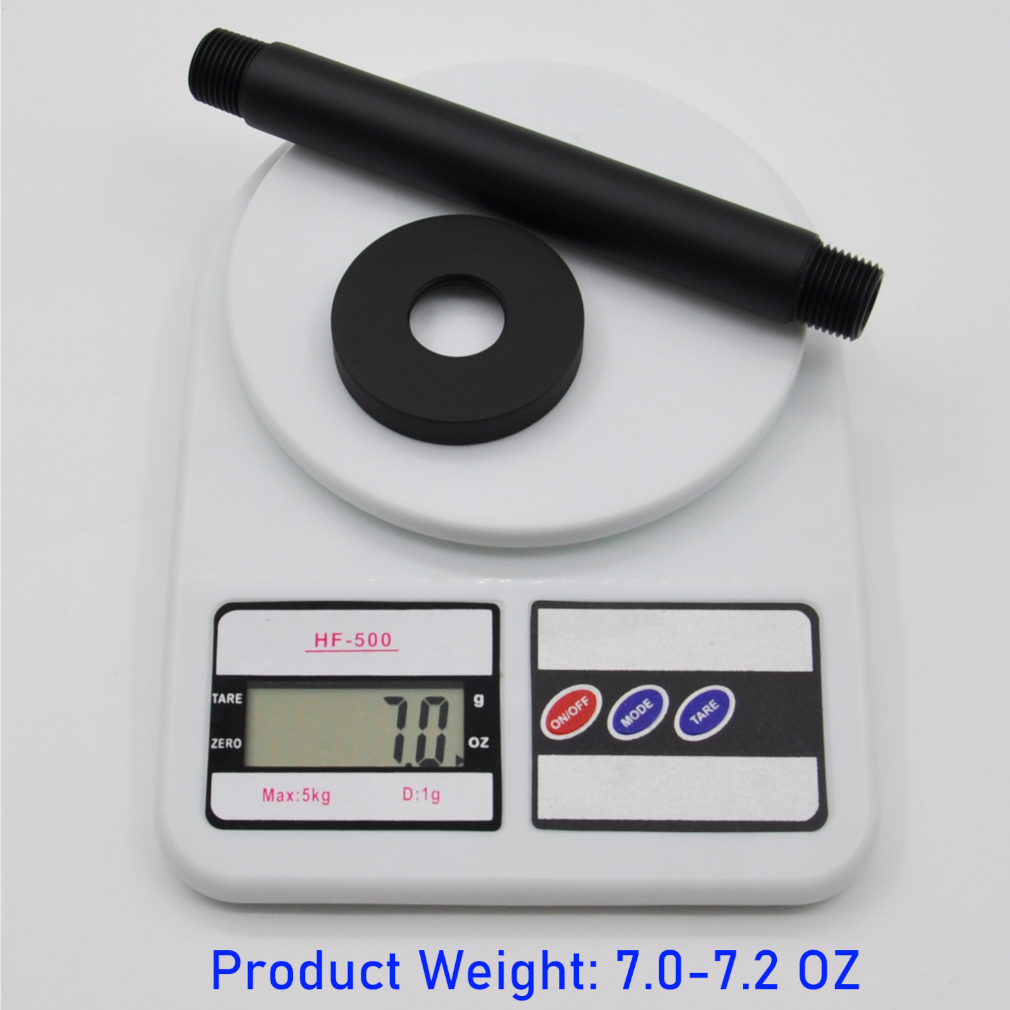 Aquaiaw Shower Arm and O-Ring Flange, 6 inch, Solid Brass, Round, Both Soldered 1/2 NPT Tapered Threads, Ceiling Mount, Matte Black