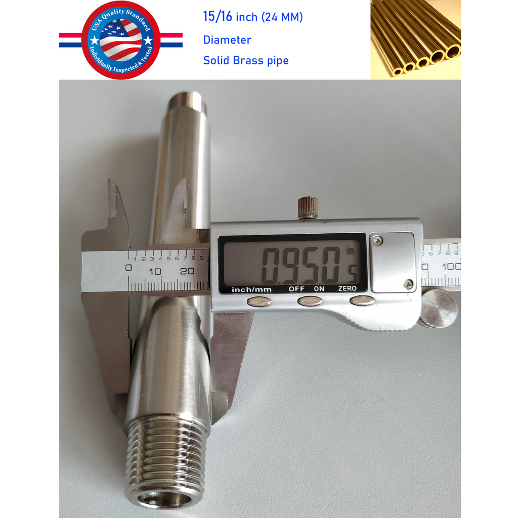 Aquaiaw Shower Arm and O-Ring Flange, 6 inch, Solid Brass, Round, Both Soldered 1/2 NPT Tapered Threads, Ceiling Mount, PVD Brushed Nickel