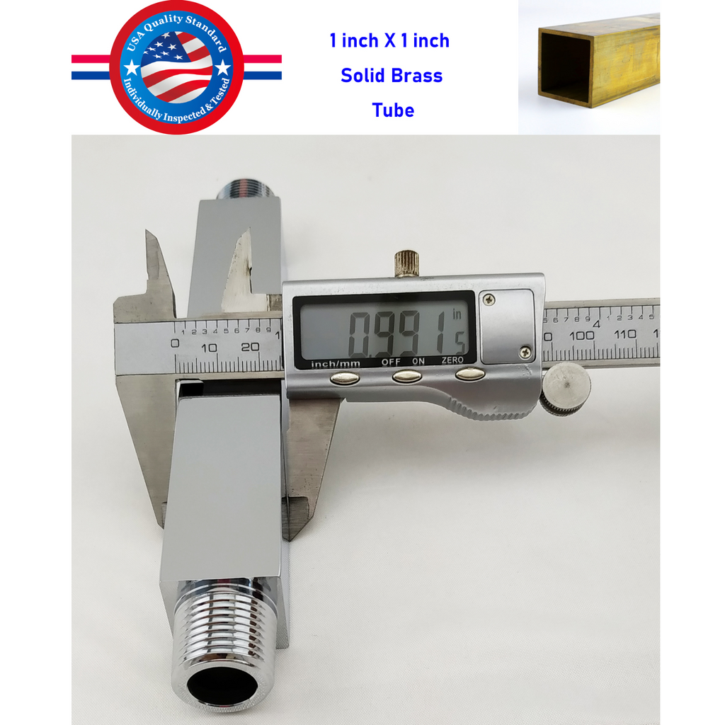 Aquaiaw Square Shower Arm and Anti-Scratch O-Ring Flange, 6 inch, Solid Brass, Both Soldered 1/2 NPT Tapered Threads, Ceiling Mount, Polished Chrome