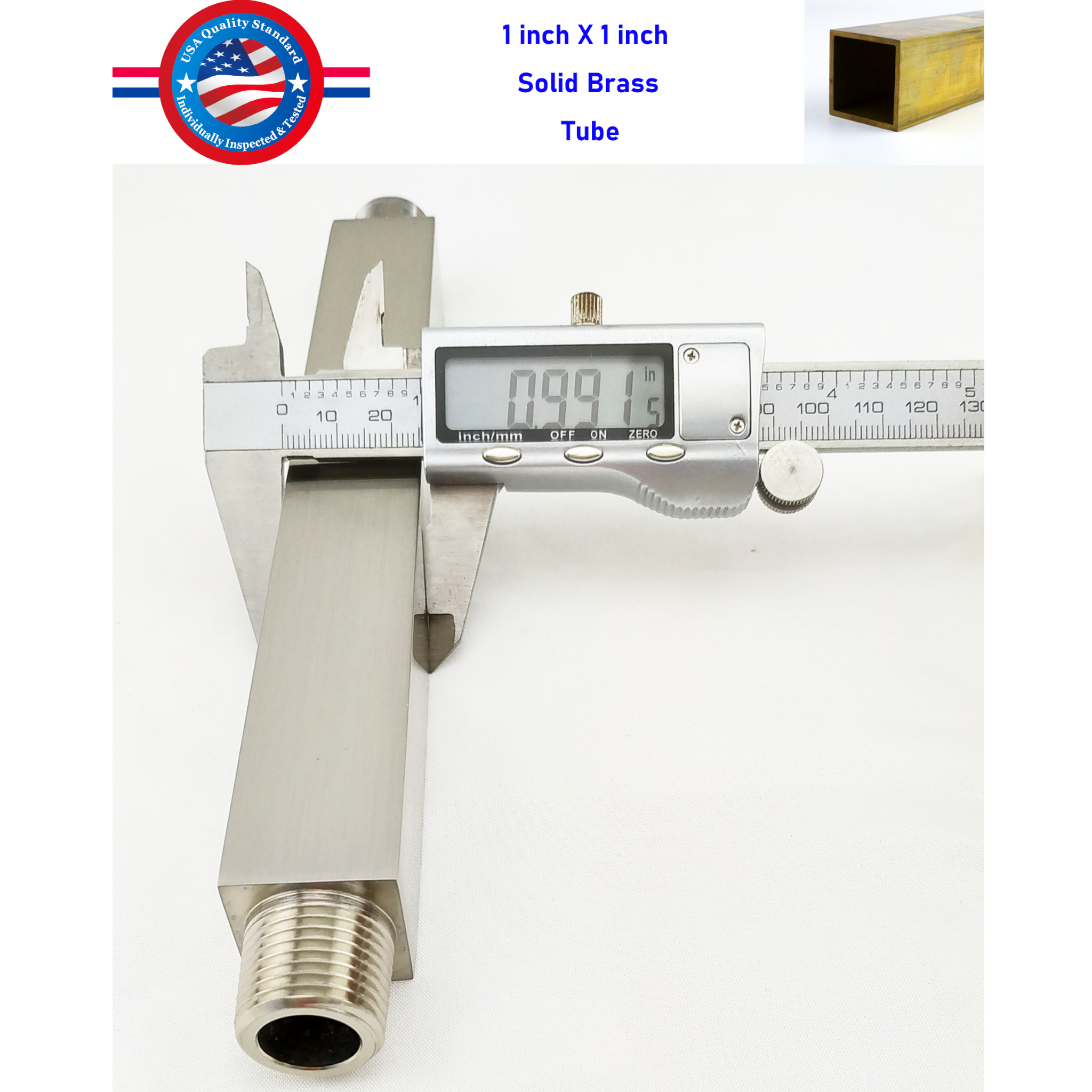 Aquaiaw Square Shower Arm and Anti-Scratch O-Ring Flange, 6 inch, Solid Brass, Both Soldered 1/2 NPT Tapered Threads, Ceiling Mount, PVD Brushed Nickel