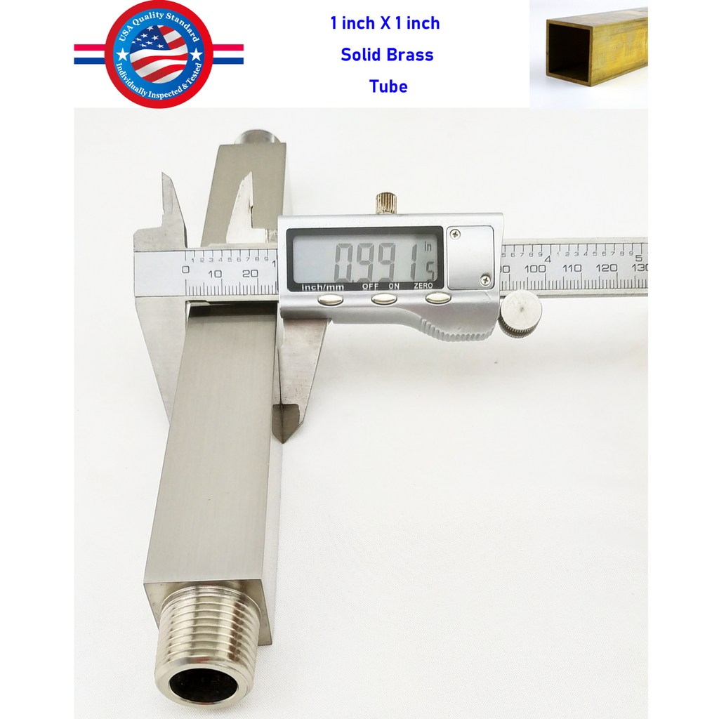 Aquaiaw Square Shower Arm and Anti-Scratch O-Ring Flange, 8 inch, Solid Brass, Both Soldered 1/2 NPT Tapered Threads, Ceiling Mount, PVD Brushed Nickel