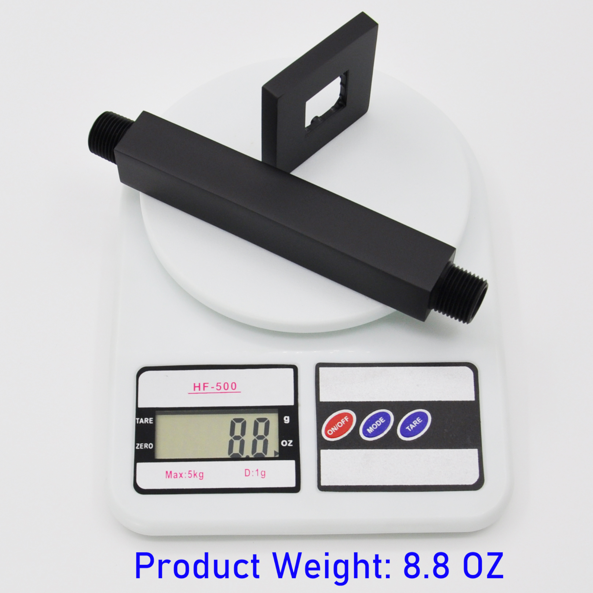 Aquaiaw Square Shower Arm and Anti-Scratch O-Ring Flange, 6 inch, Solid Brass, Both Soldered 1/2 NPT Tapered Threads, Ceiling Mount, Matte Black