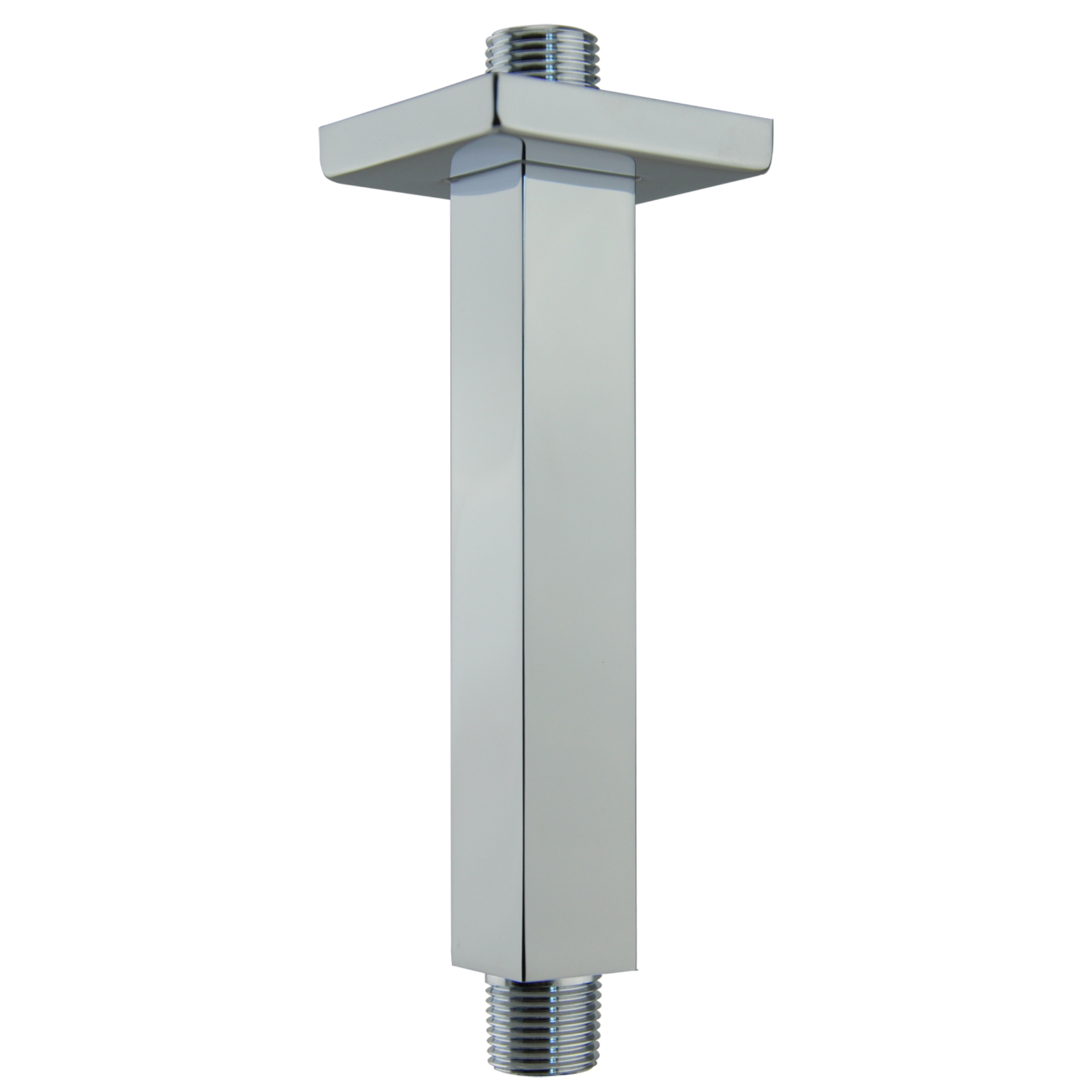 Aquaiaw Square Shower Arm and Anti-Scratch O-Ring Flange, 6 inch, Solid Brass, Both Soldered 1/2 NPT Tapered Threads, Ceiling Mount, Polished Chrome