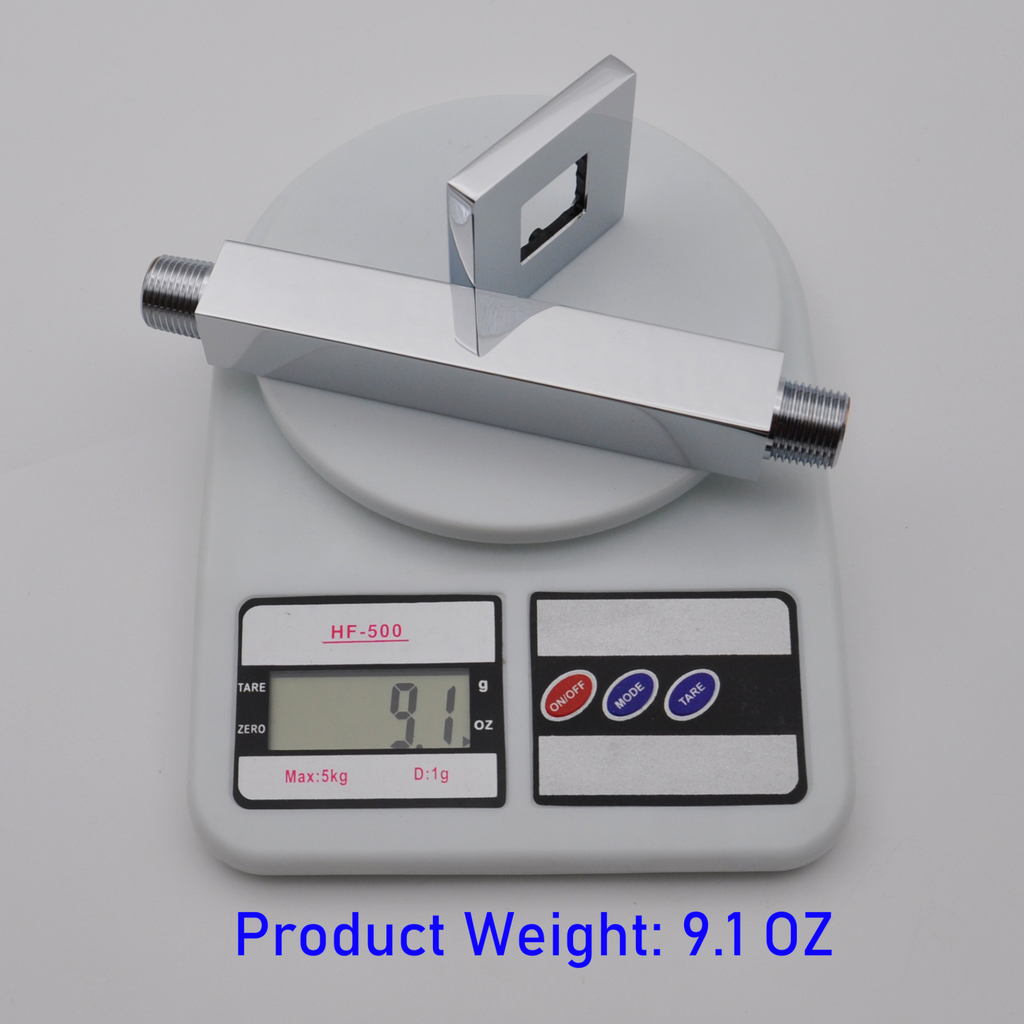 Aquaiaw Square Shower Arm and Anti-Scratch O-Ring Flange, 6 inch, Solid Brass, Both Soldered 1/2 NPT Tapered Threads, Ceiling Mount, Polished Chrome
