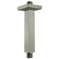 Aquaiaw Square Shower Arm and Anti-Scratch O-Ring Flange, 6 inch, Solid Brass, Both Soldered 1/2 NPT Tapered Threads, Ceiling Mount, PVD Brushed Nickel