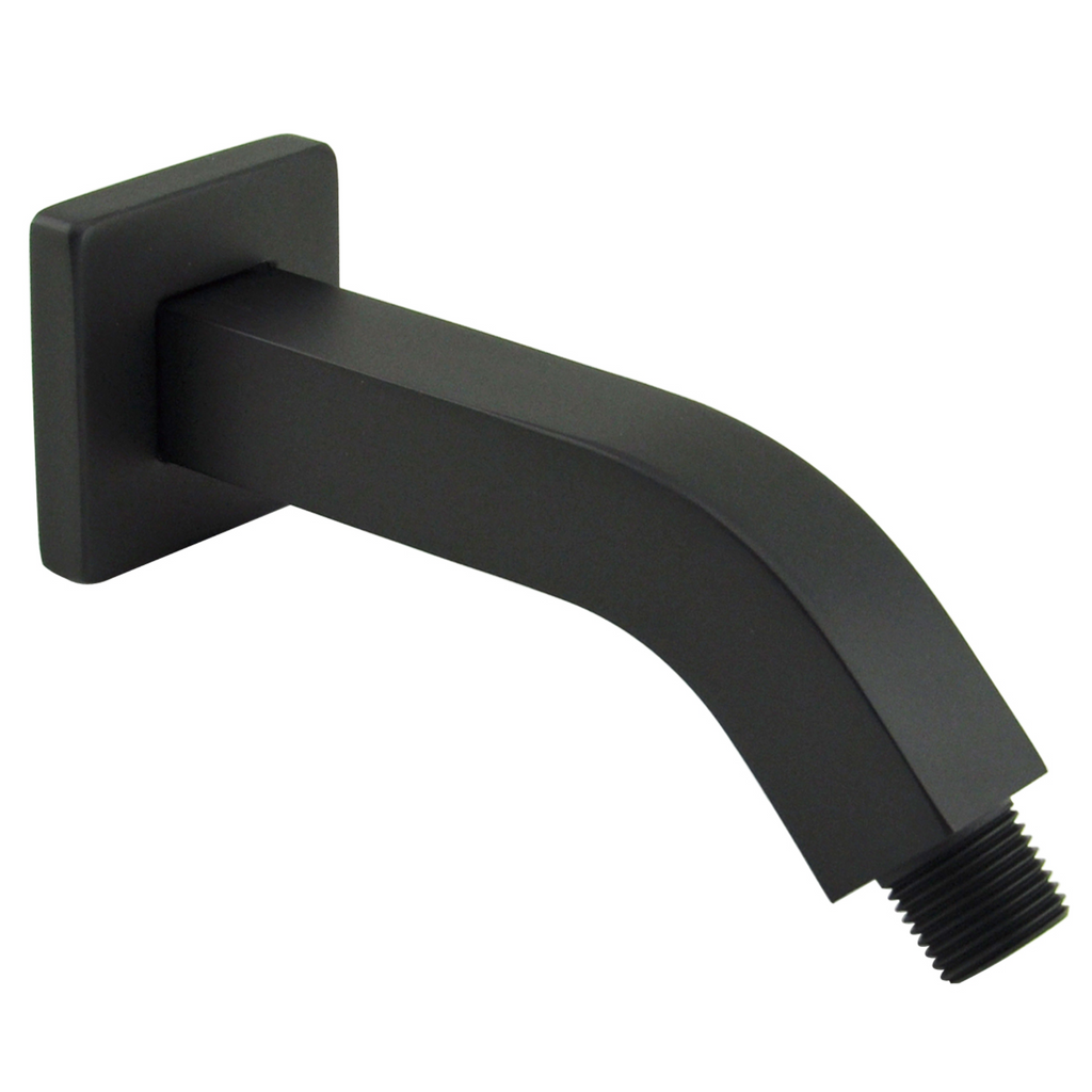 Aquaiaw Square Shower Arm and Anti-Scratch O-Ring Flange, 6 inch, Solid Brass, Both Soldered 1/2 NPT Tapered Threads, Wall Mount, Matte Black