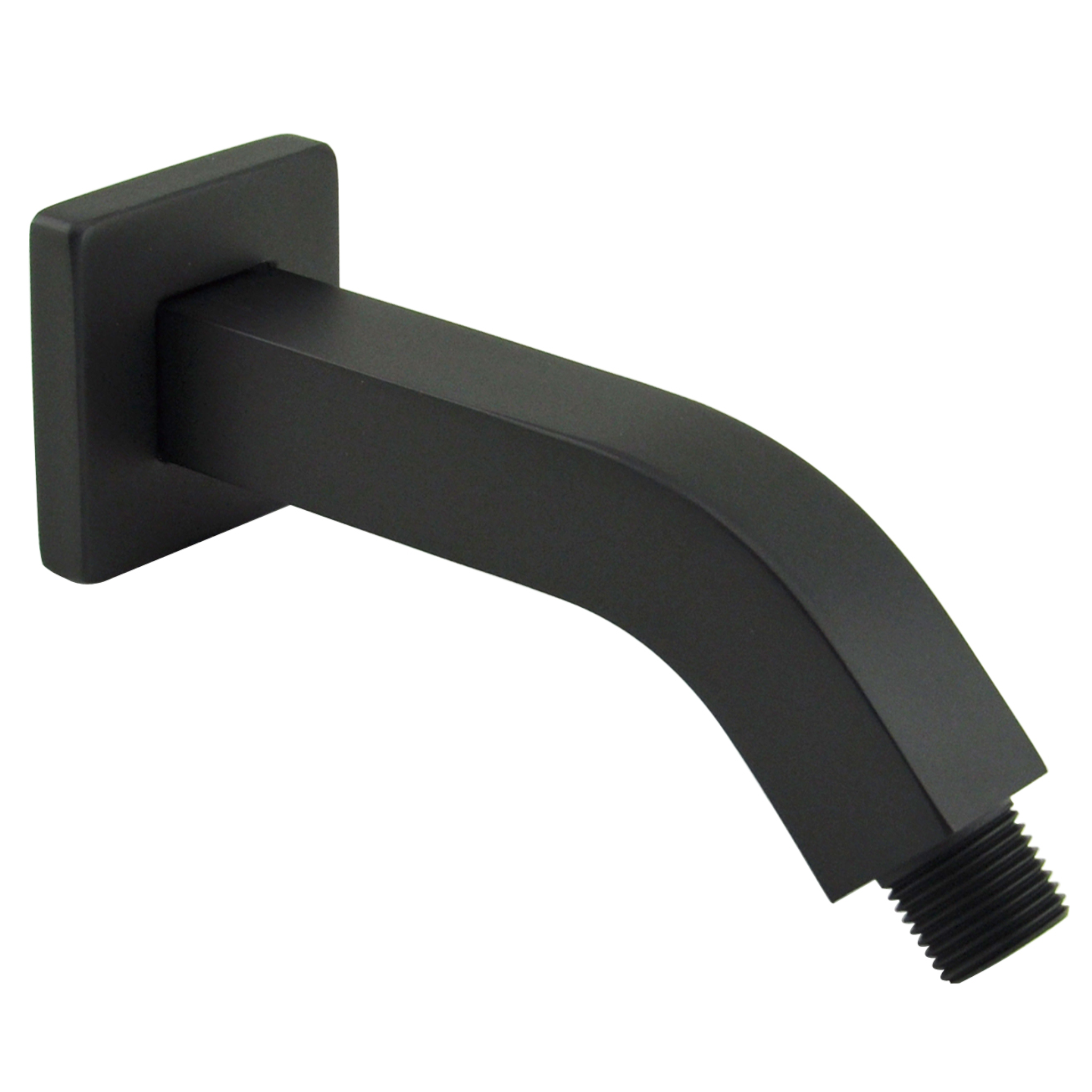 Aquaiaw Square Shower Arm and Anti-Scratch O-Ring Flange, 6 inch, Solid Brass, Both Soldered 1/2 NPT Tapered Threads, Wall Mount, Matte Black