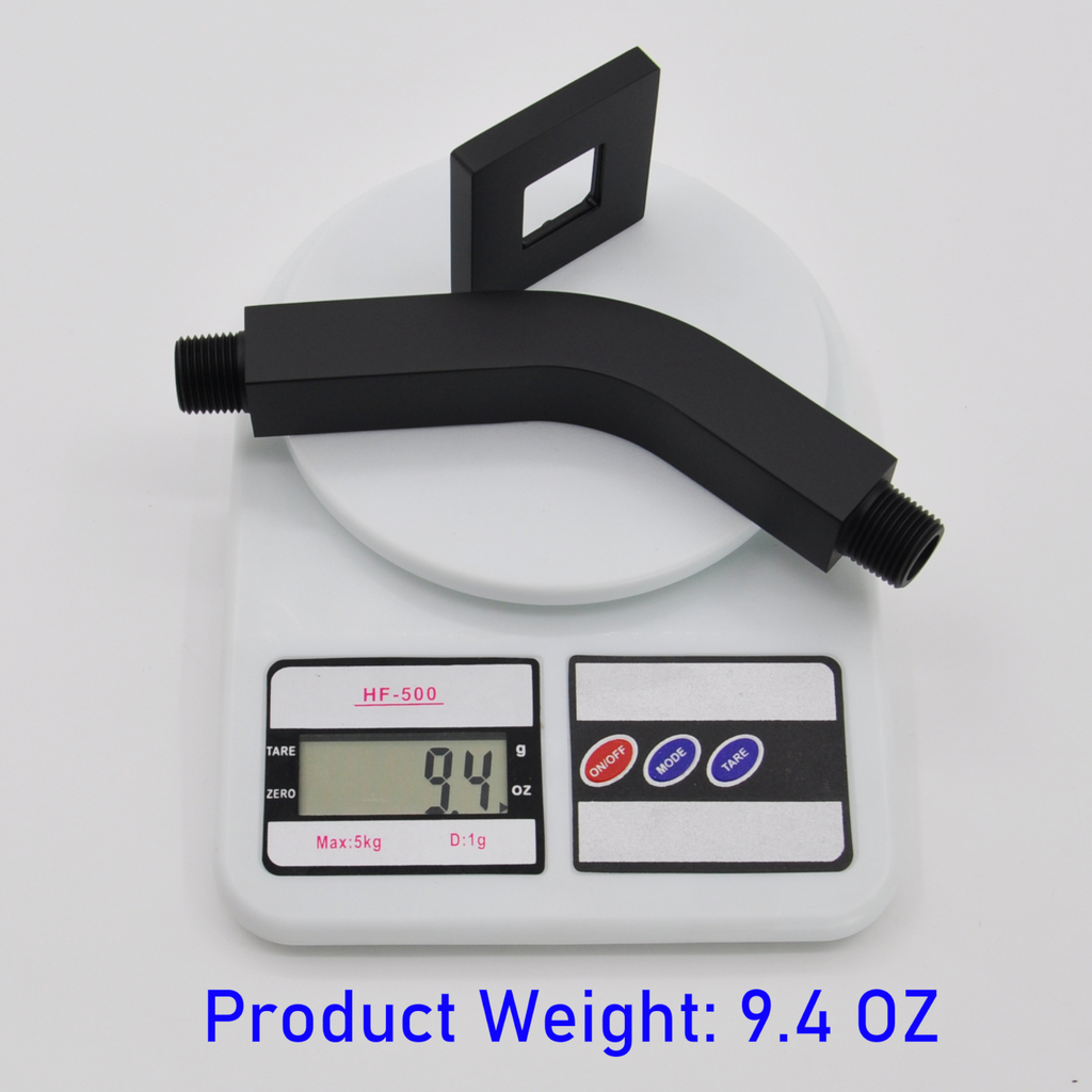 Aquaiaw Square Shower Arm and Anti-Scratch O-Ring Flange, 6 inch, Solid Brass, Both Soldered 1/2 NPT Tapered Threads, Wall Mount, Matte Black