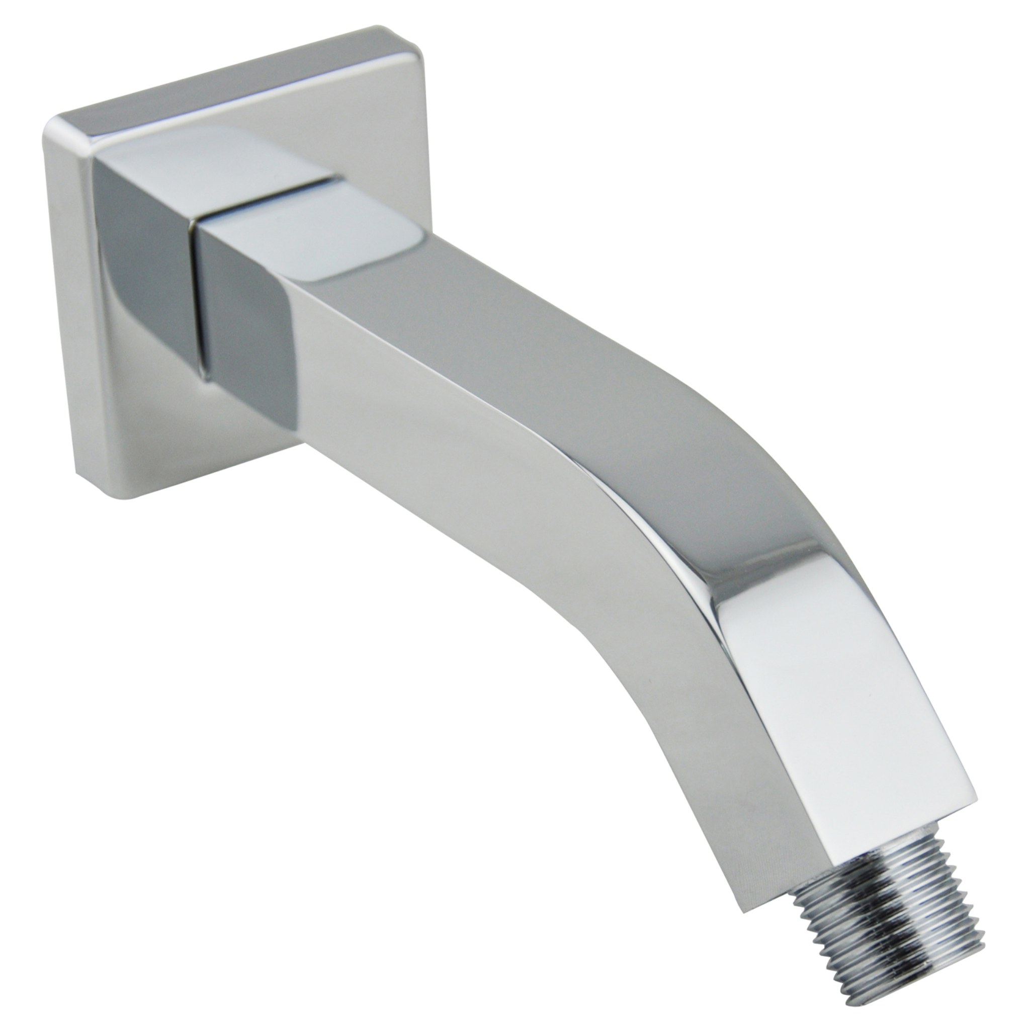 Aquaiaw Square Shower Arm and Anti-Scratch O-Ring Flange, 6 inch, Solid Brass, Both Soldered 1/2 NPT Tapered Threads, Wall Mount, Polished Chrome