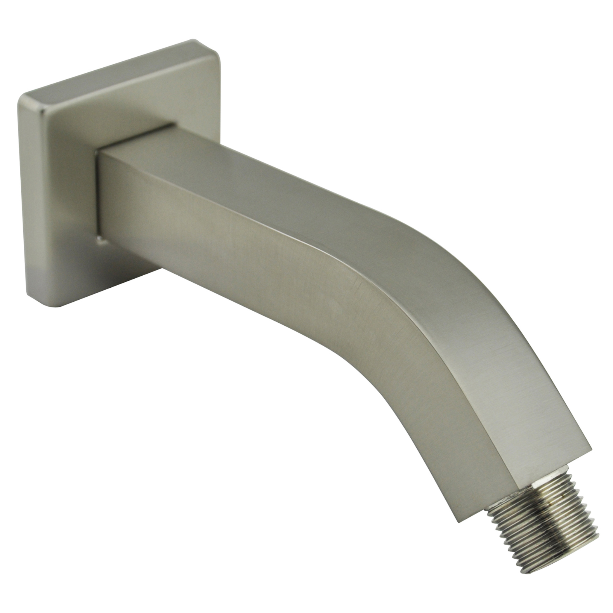 Aquaiaw Square Shower Arm and Anti-Scratch O-Ring Flange, 6 inch, Solid Brass, Both Soldered 1/2 NPT Tapered Threads, Wall Mount, PVD Brushed Nickel
