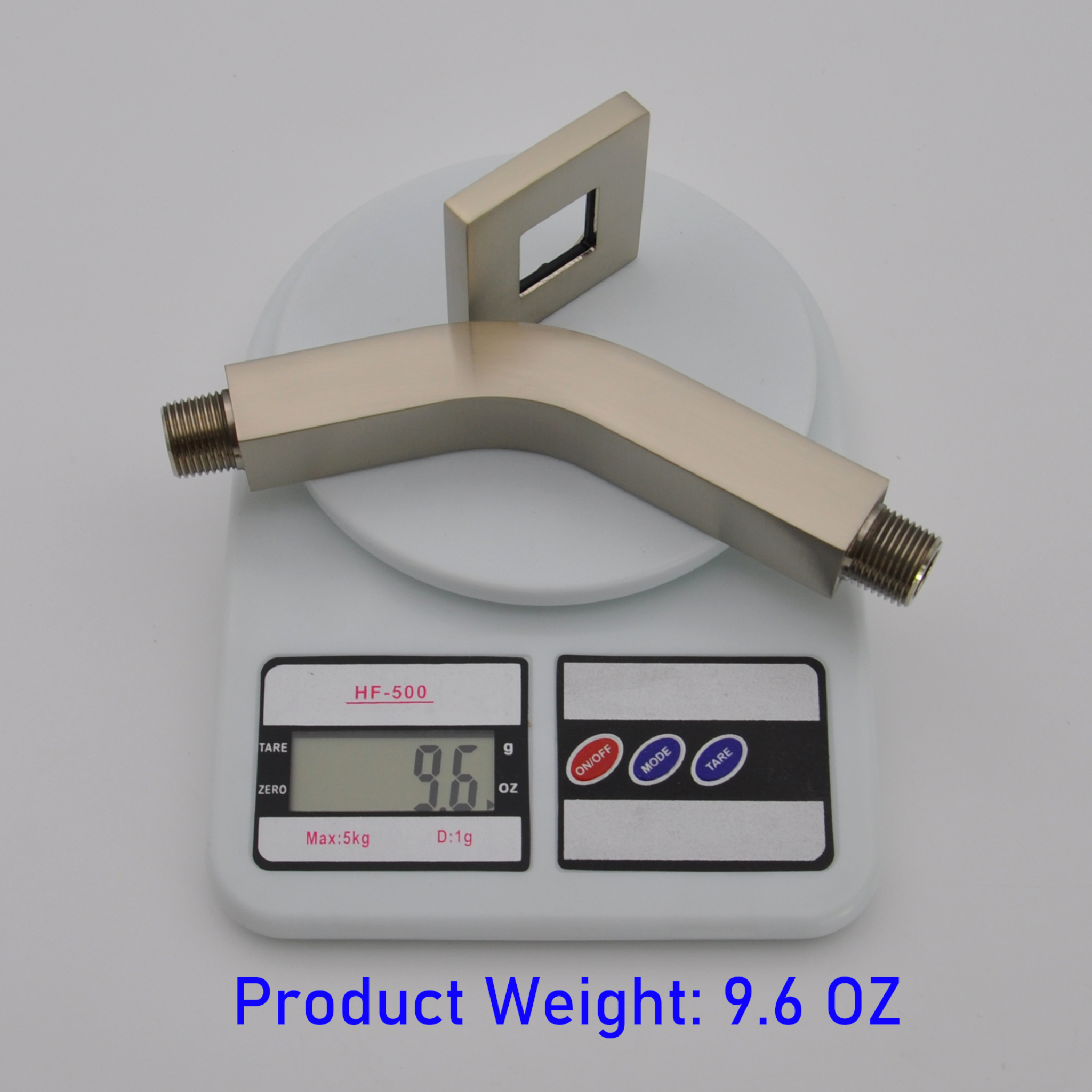 Aquaiaw Square Shower Arm and Anti-Scratch O-Ring Flange, 6 inch, Solid Brass, Both Soldered 1/2 NPT Tapered Threads, Wall Mount, PVD Brushed Nickel