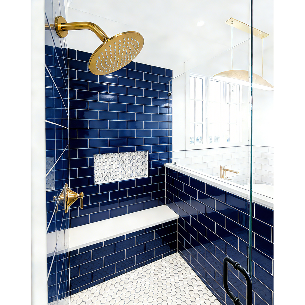 Aquaiaw Shower Arm and O-Ring Flange, 6 inch, Solid Brass, Round, Both Soldered 1/2 NPT Tapered Threads, Wall Mount, Brushed Gold