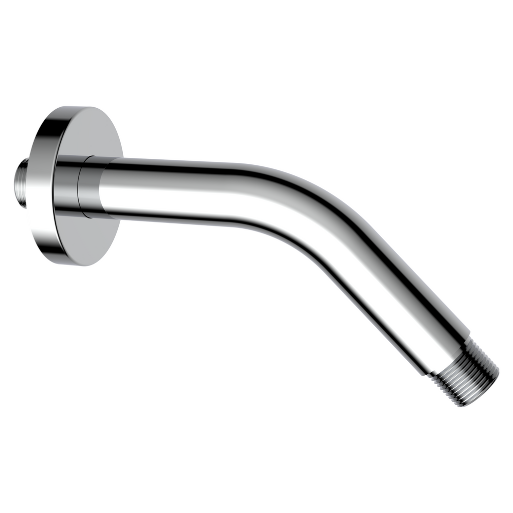 Aquaiaw Shower Arm and O-Ring Flange, 6 inch, Solid Brass, Round, Both Soldered 1/2 NPT Tapered Threads, Wall Mount, Polished Chrome