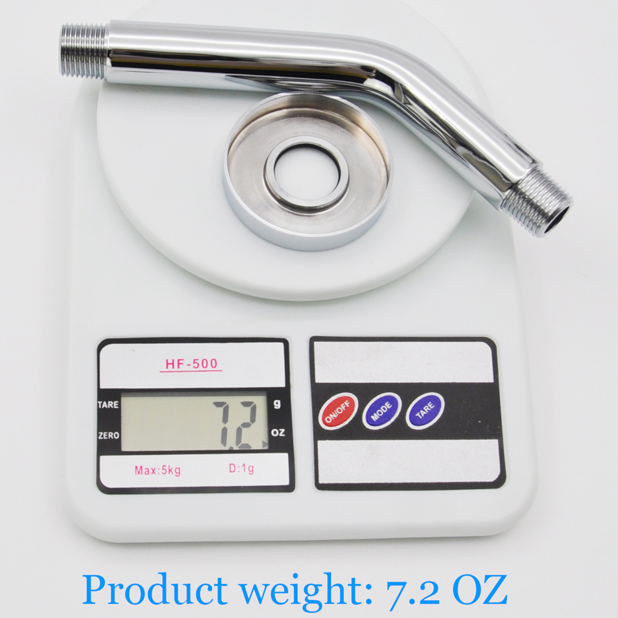 Aquaiaw Shower Arm and O-Ring Flange, 6 inch, Solid Brass, Round, Both Soldered 1/2 NPT Tapered Threads, Wall Mount, Polished Chrome