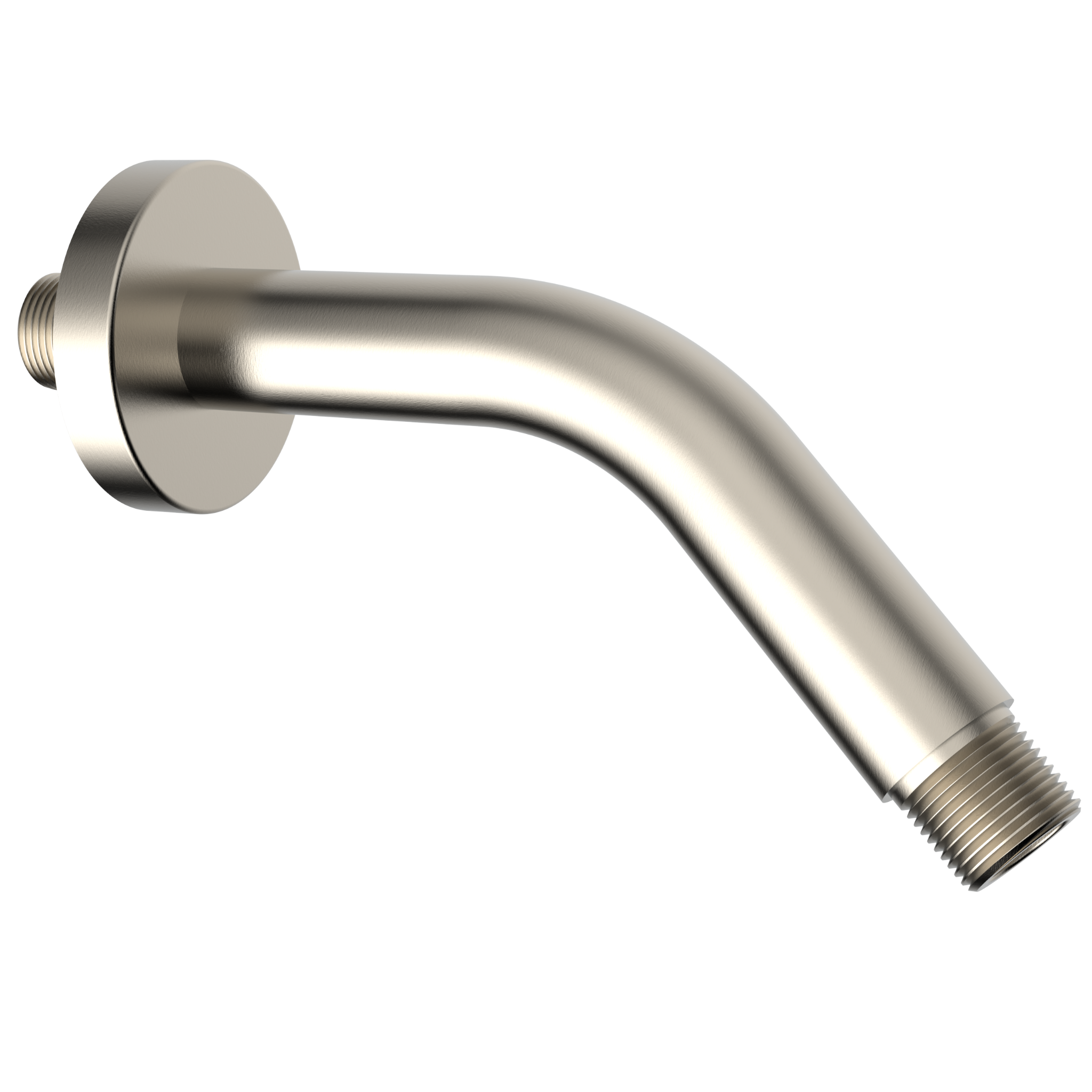 Aquaiaw Shower Arm and O-Ring Flange, 6 inch, Solid Brass, Round, Both Soldered 1/2 NPT Tapered Threads, Wall Mount, PVD Brushed Nickel
